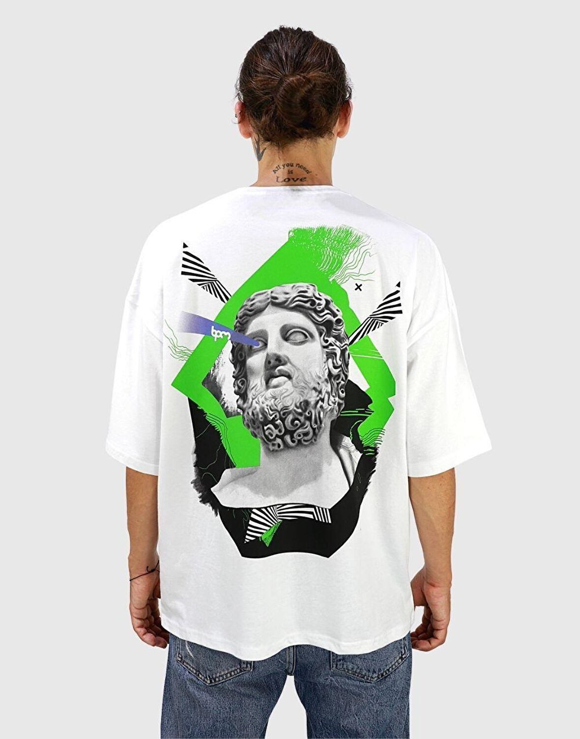 BPM Design Mythology Oversize Tişört Beyaz Beyaz-Xl