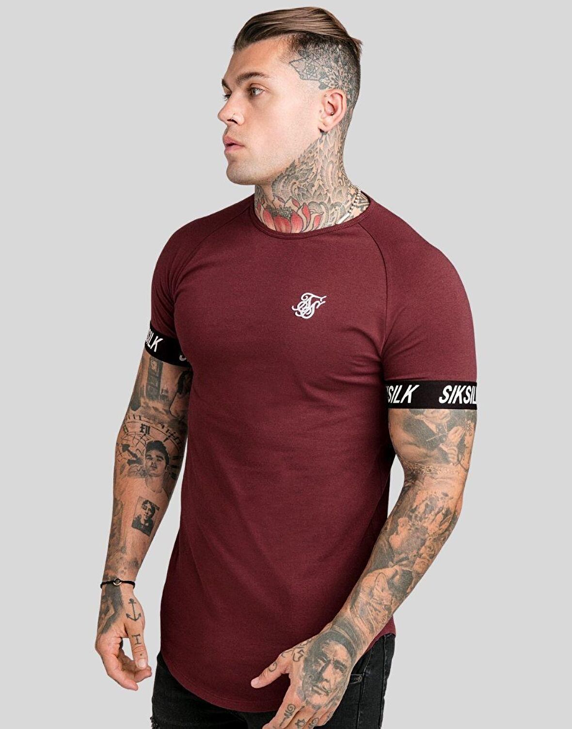 SikSilk Burgundy Tech Tee Erkek Tişört