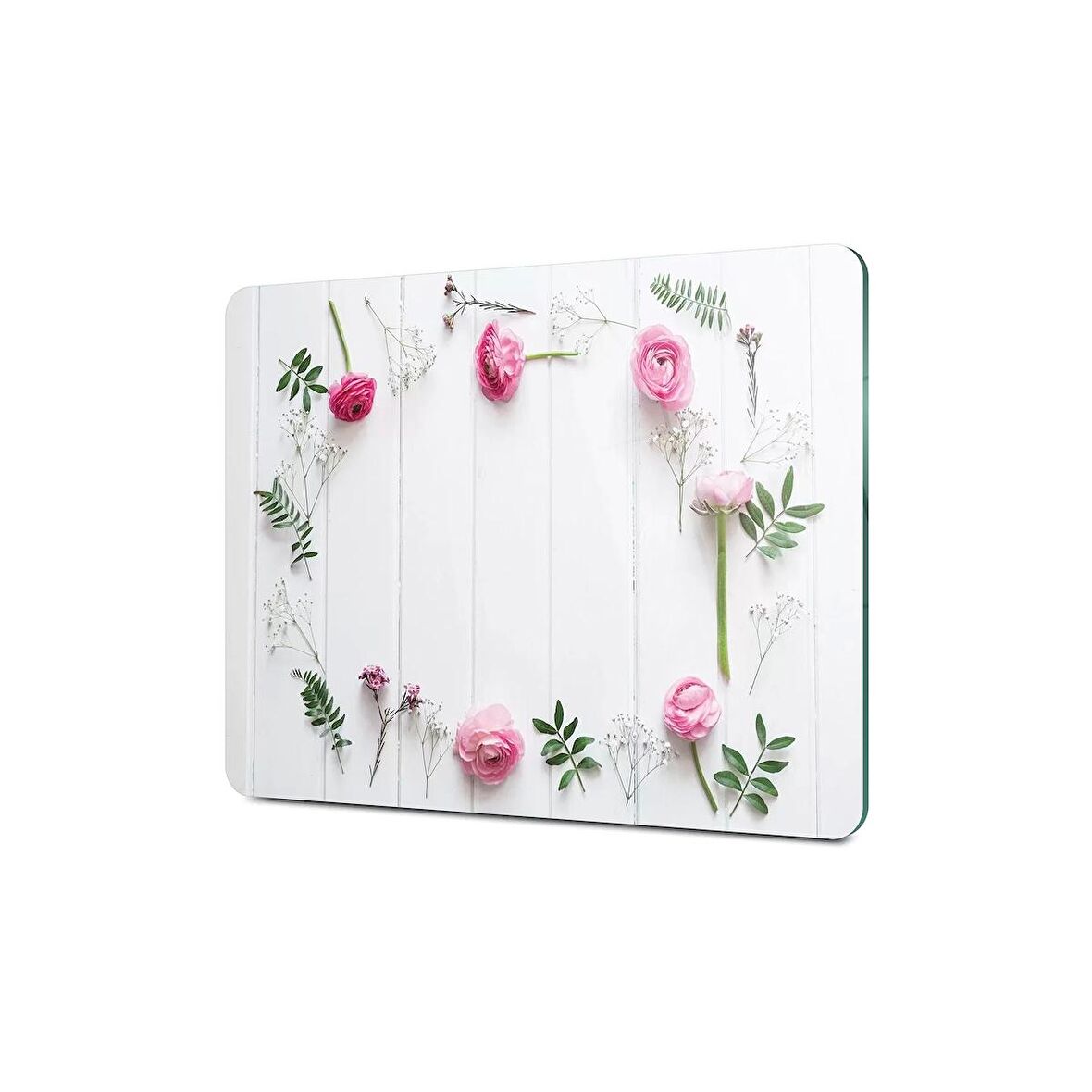 Decovetro Cam Kesme Tahtası Pembe Çiçek Desenli 30x40 Cm