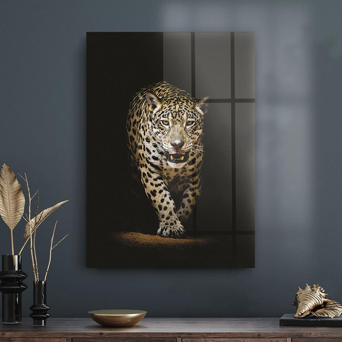 Decovetro Gölgedeki Leopar Cam Tablo