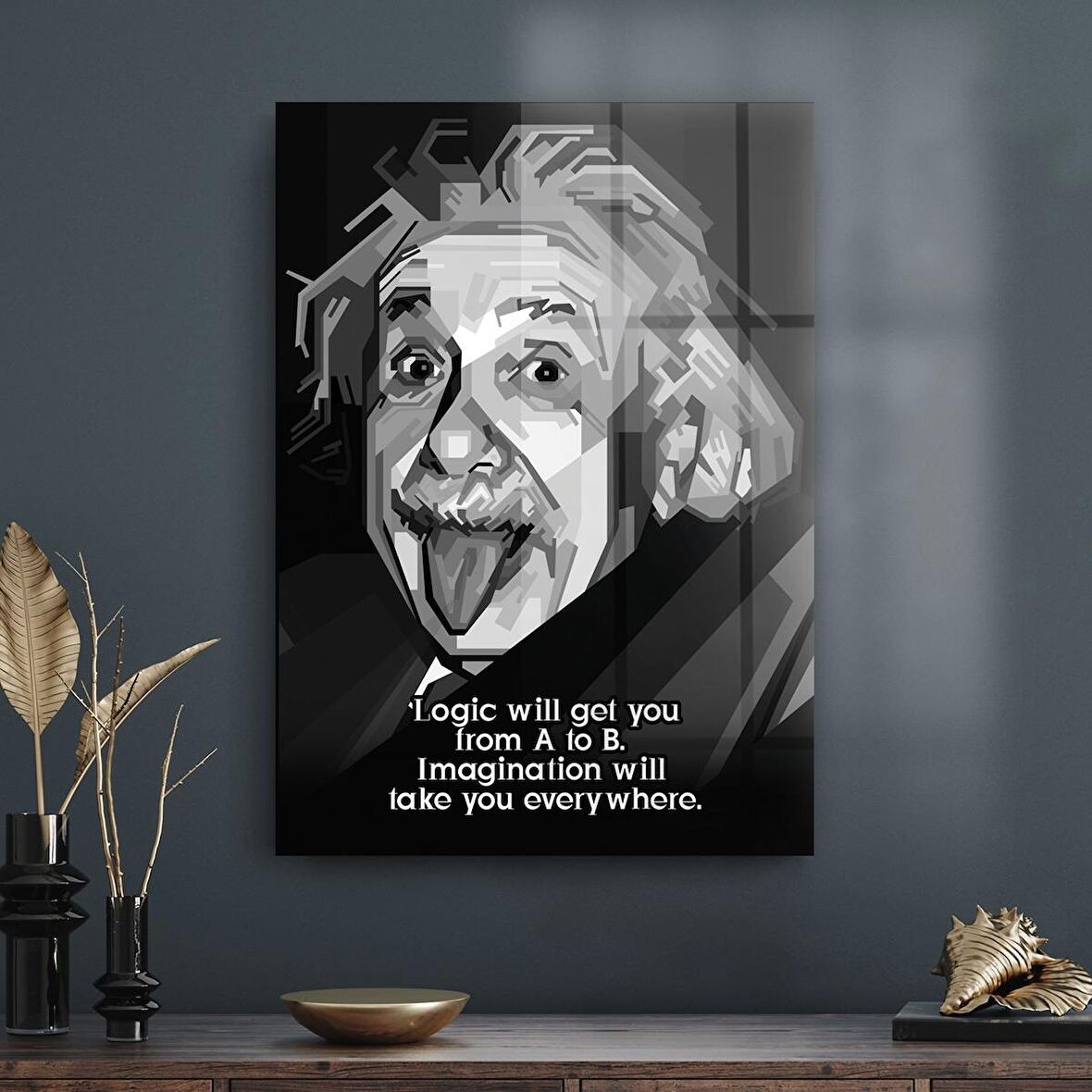 Decovetro Cam Tablo Albert Einstein Funny