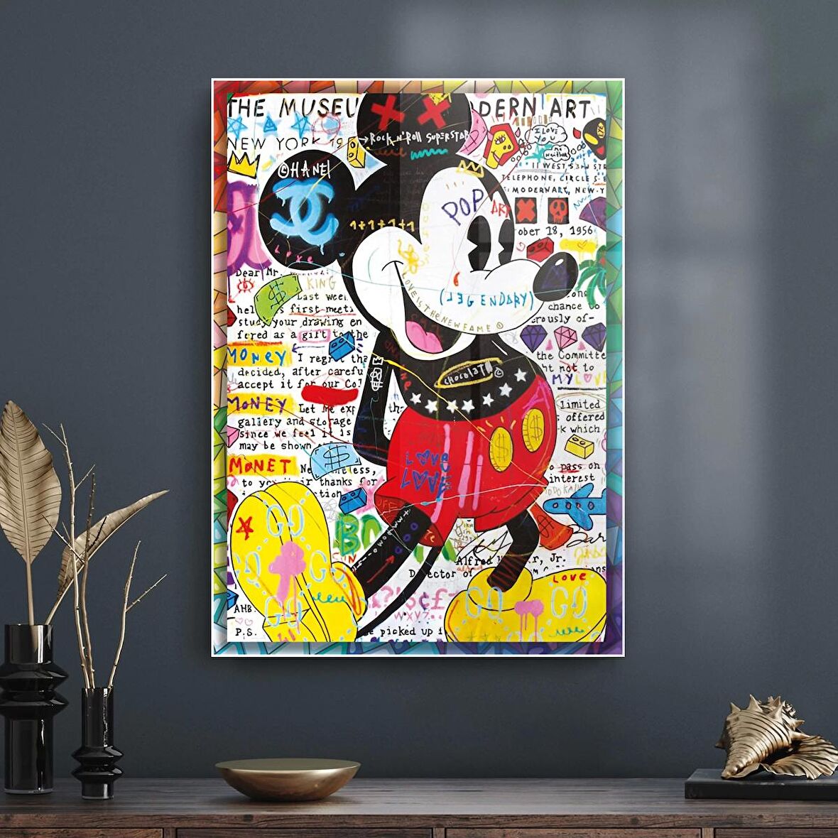 Decovetro Cam Tablo Pop Art Mickey Mouse