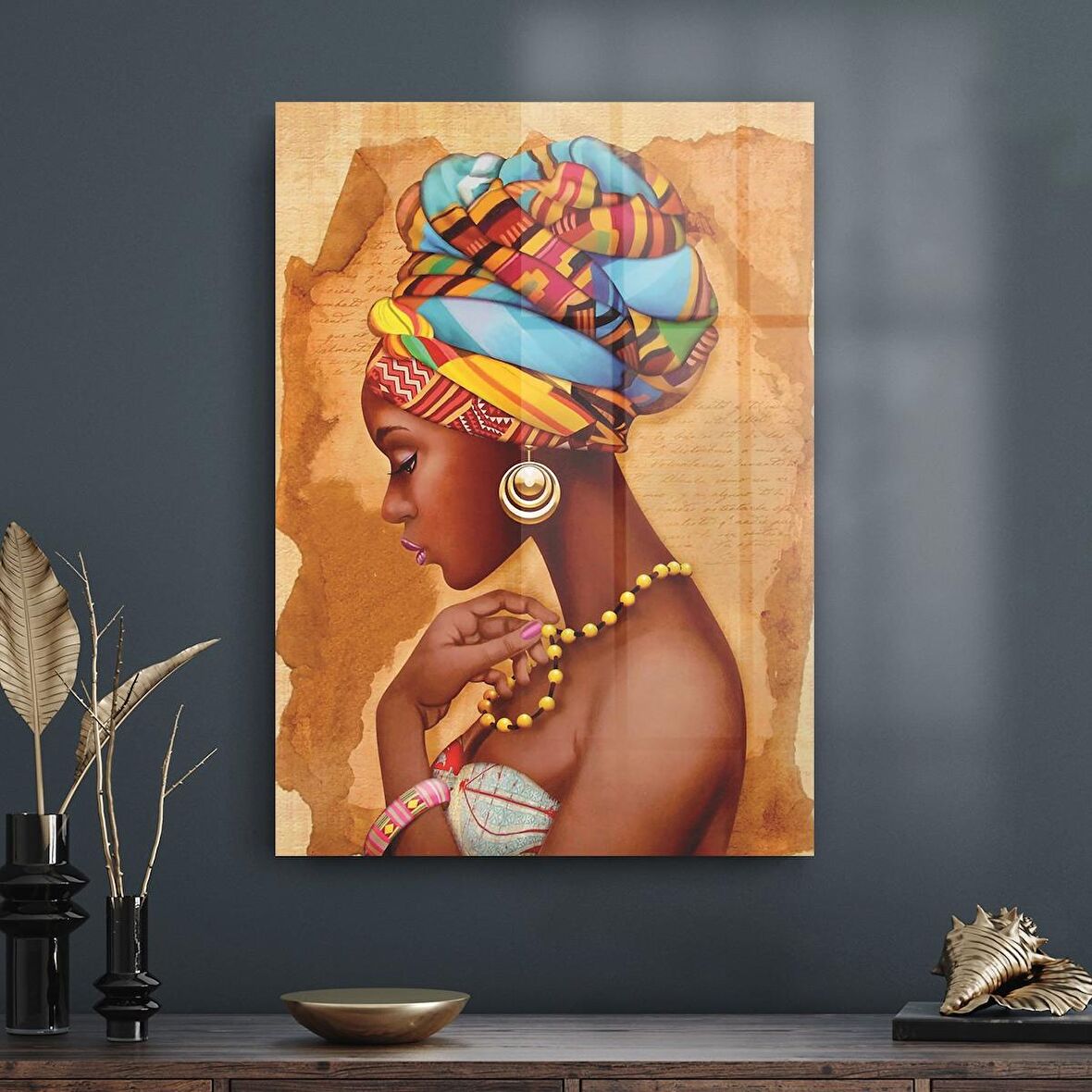 Decovetro Afrikalı Kadın Portre Cam Tablo