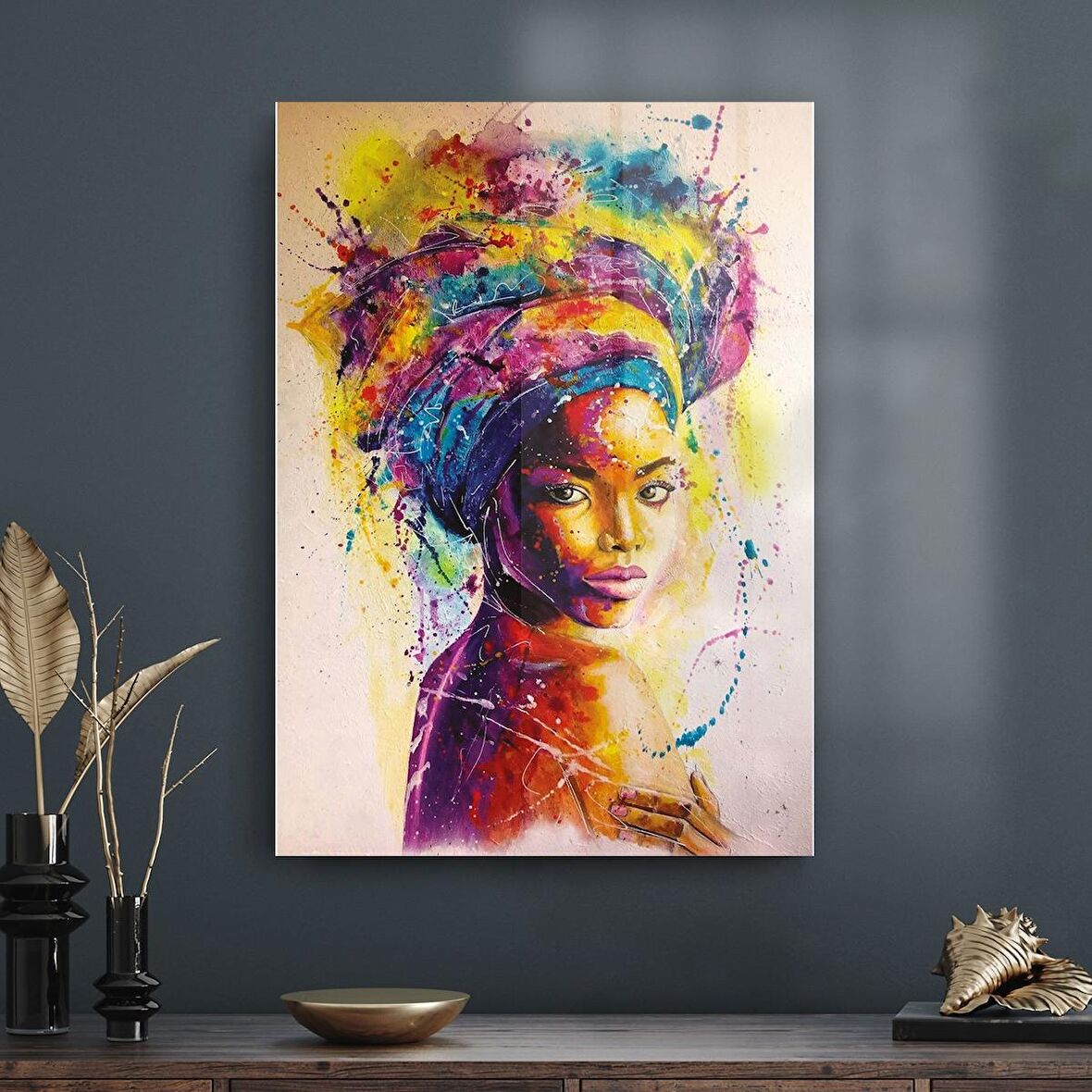 Decovetro Afrikalı Kadın Portresi Cam Tablo
