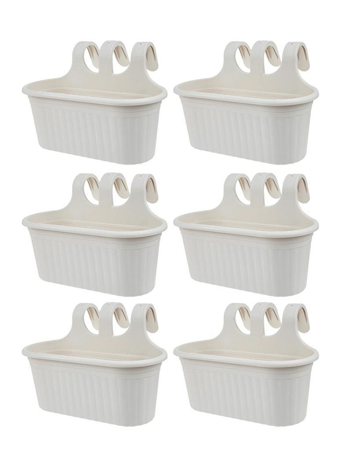 Omnipazar SO-TOM2 Tombik Askılı Balkon Saksı 6.5 Lt Kirli Beyaz 6 Adet 