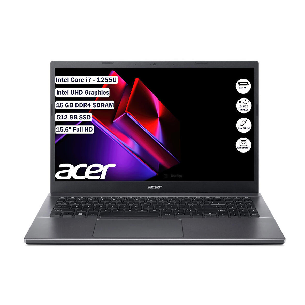 Acer Extensa 15 Intel Core i7 1255U 16 GB 512 GB SSD Freedos 15.6" FHD Taşınabilir Bilgisayar NX.EGYEY.006