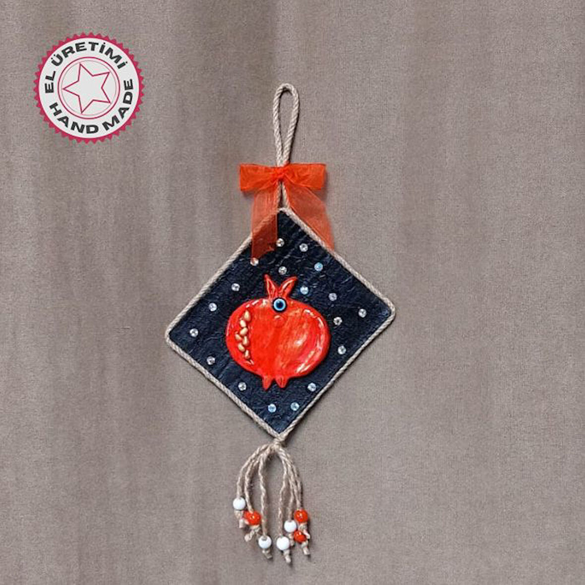 Uretti - Fatma 4830 3763 El Yapımı Kırmızı Nar Duvar Süsü