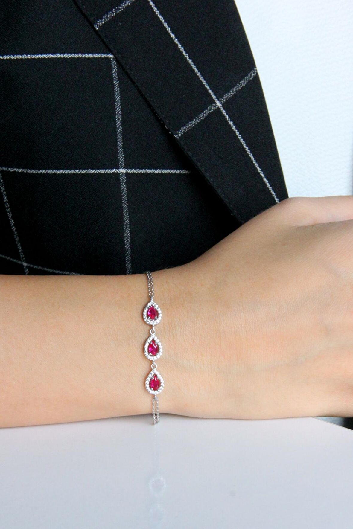 925 Ayar Gümüş Damla Dizisi Bileklik - B077901