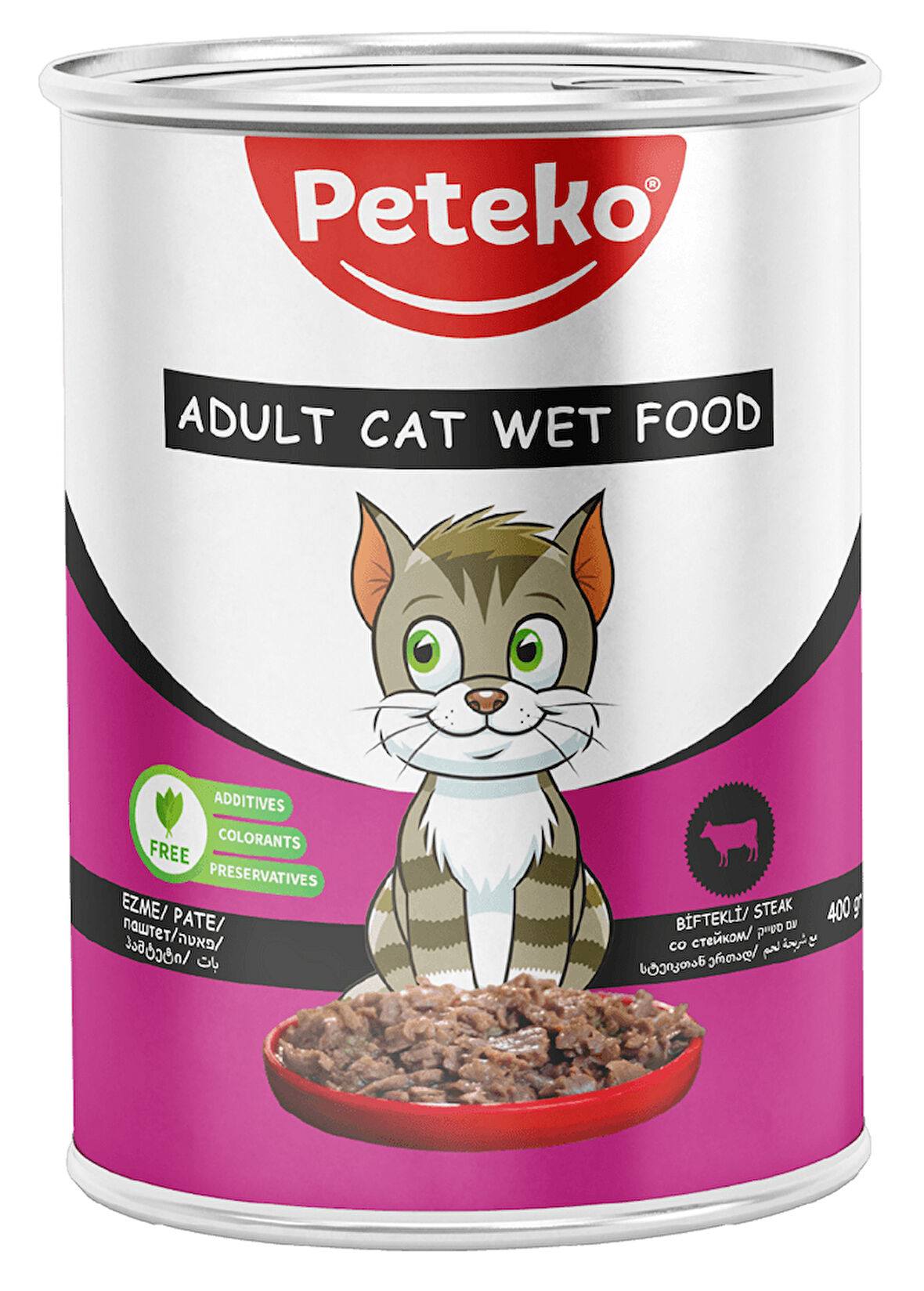 PETEKO 12 ADET PATE YETİŞKİN KEDİ YAŞ MAMASI BİFTEKLİ