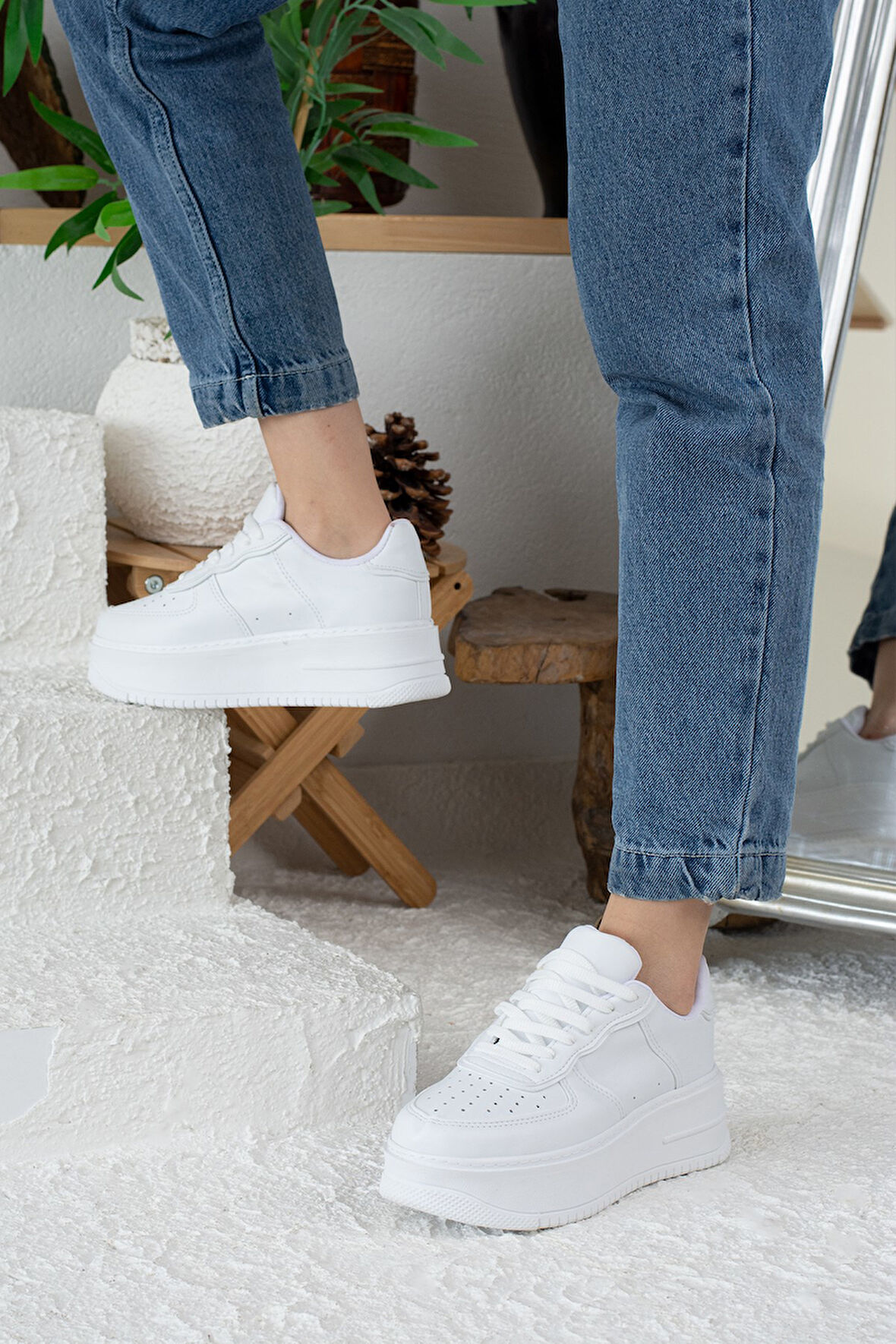 Günlük Kadın Sneaker Bağcıklı Hafif Kalın Yüksek Tabanlı Yürüyüş Nefes Alabilen Spor Ayakkabı 451