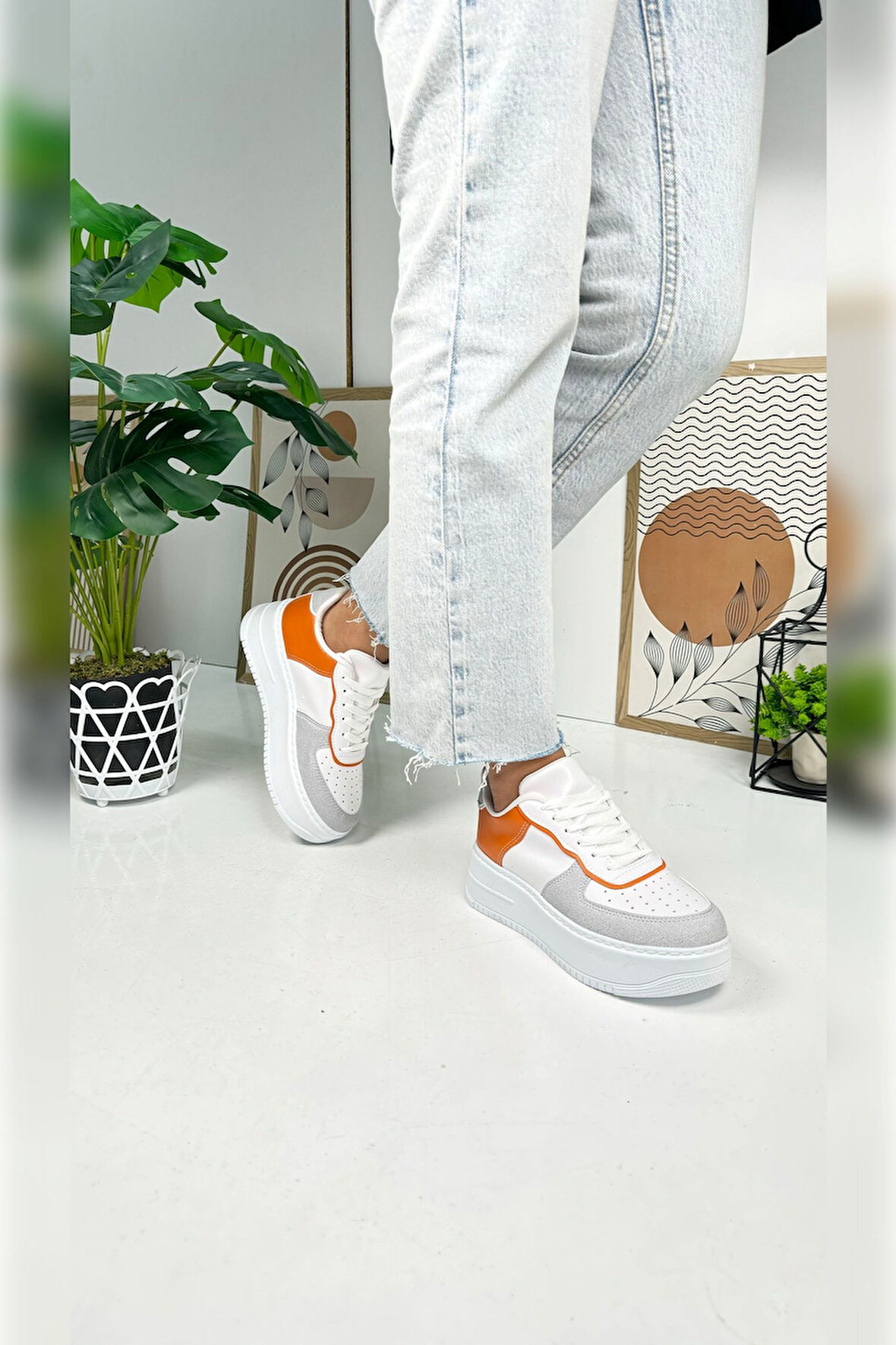 Günlük Kadın Sneaker Bağcıklı Hafif Kalın Yüksek Tabanlı Yürüyüş Nefes Alabilen Spor Ayakkabı 451