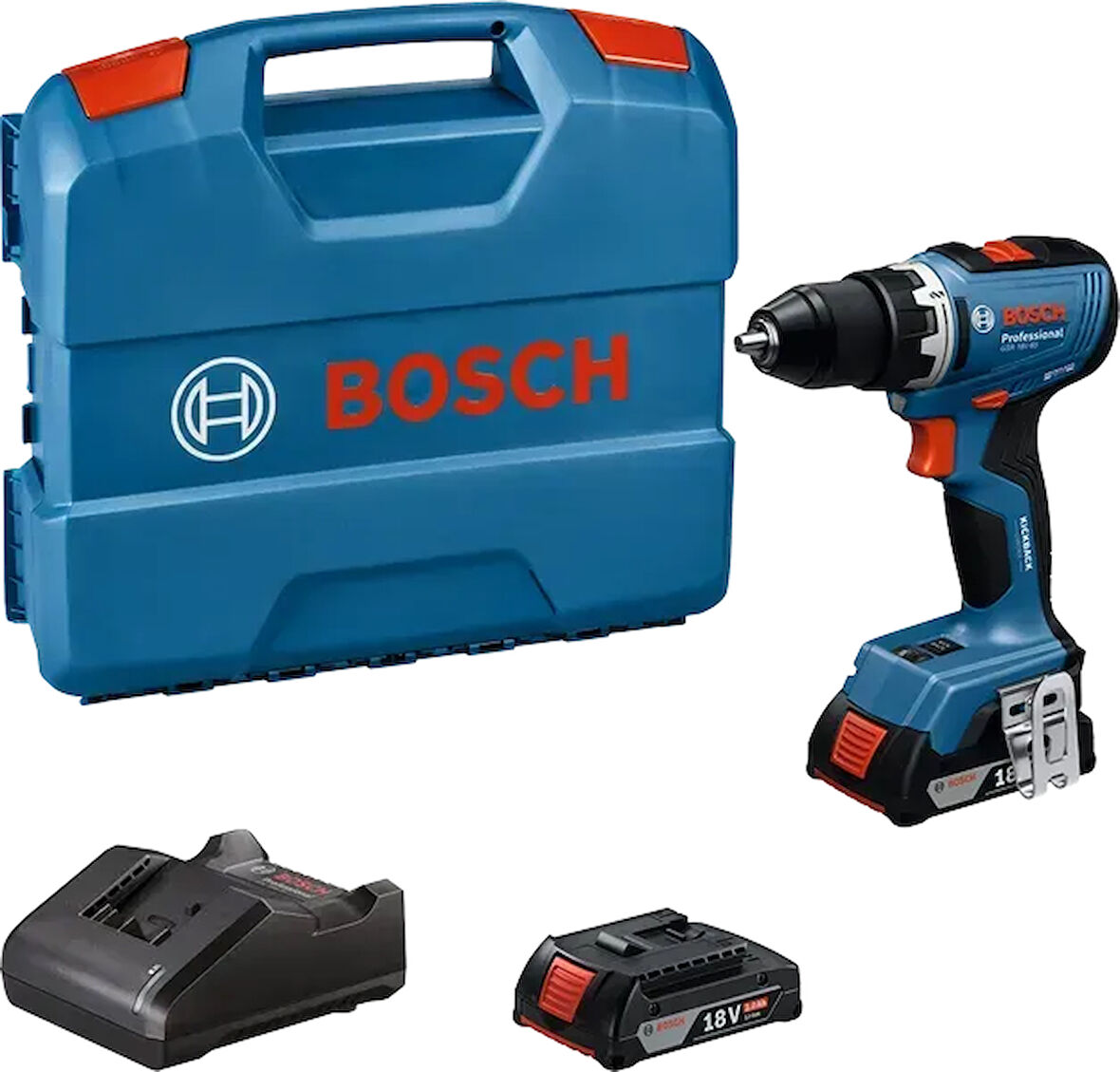 Bosch GSR 18V-65 Akülü Delme Vidalama Seti 2x2.0Ah