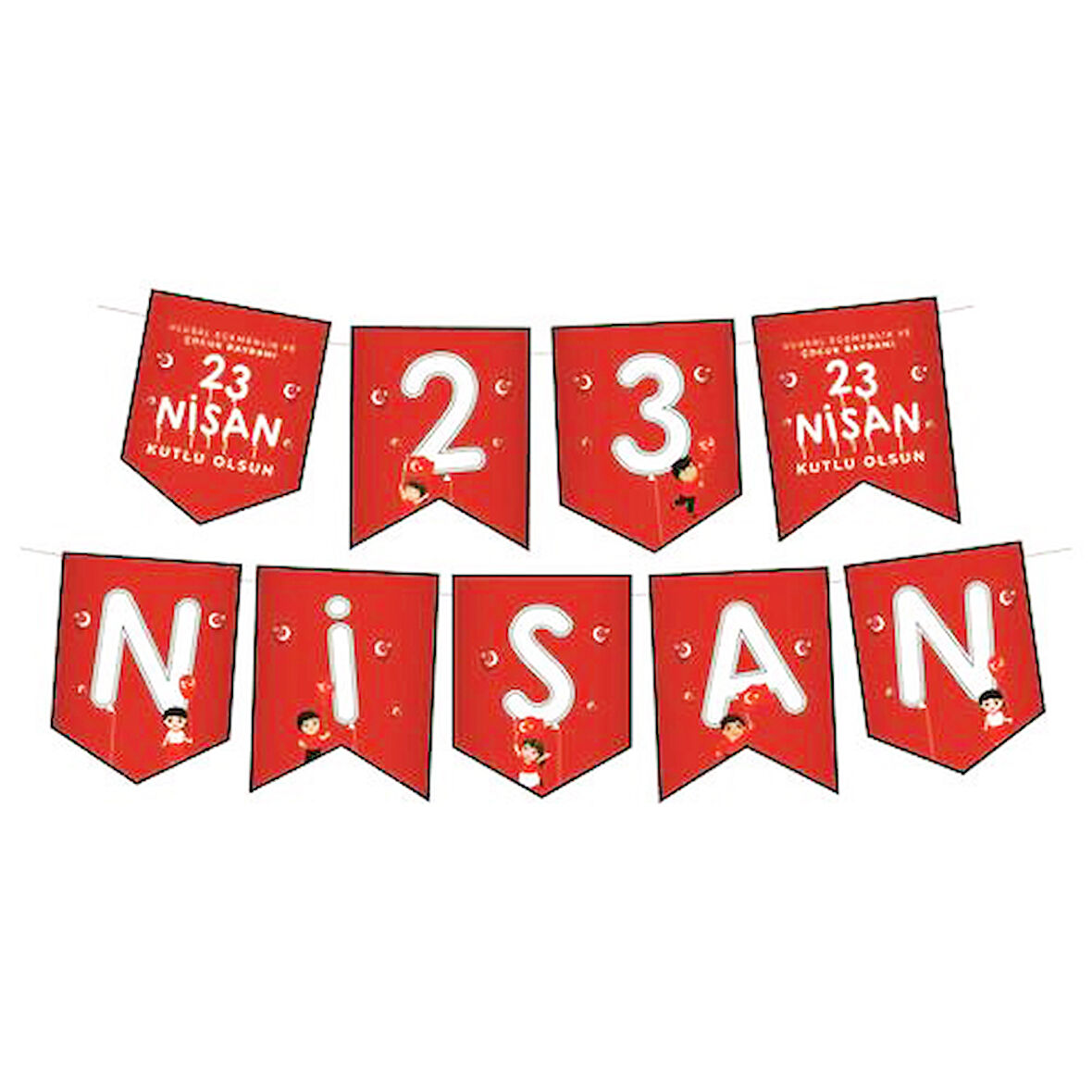 23 Nisan Yazısı ipli Ulusal Egemenlik Ve Çocuk Bayramı Banner Süs Okul Sınıf Süsleme - 1 Adet