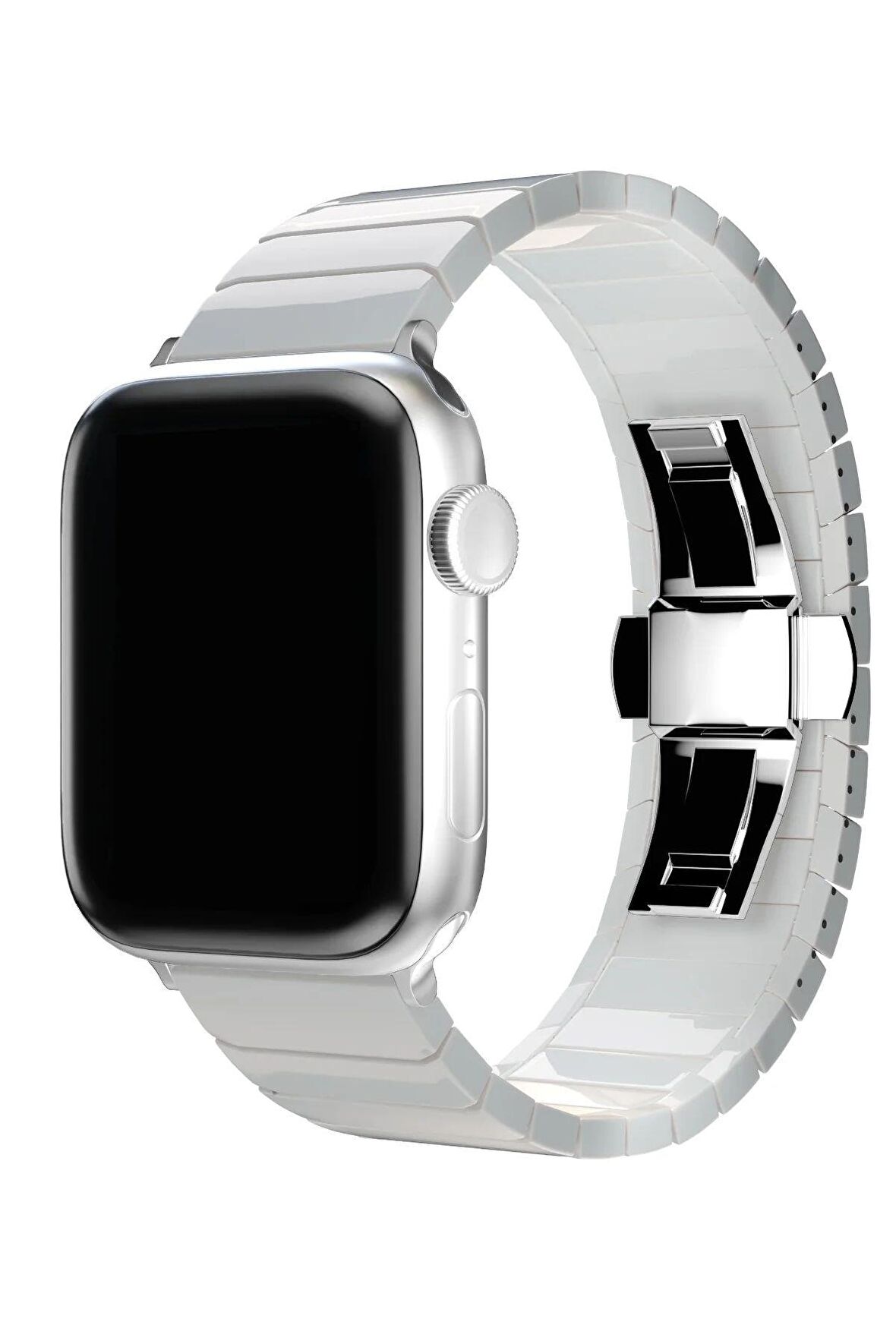 Megafox Apple Watch 2/3/4/5/6/7/8/Se Seramik Bakla İşlemeli Metal Klipsli Kordon 38-40-41 Mm Uyumlu
