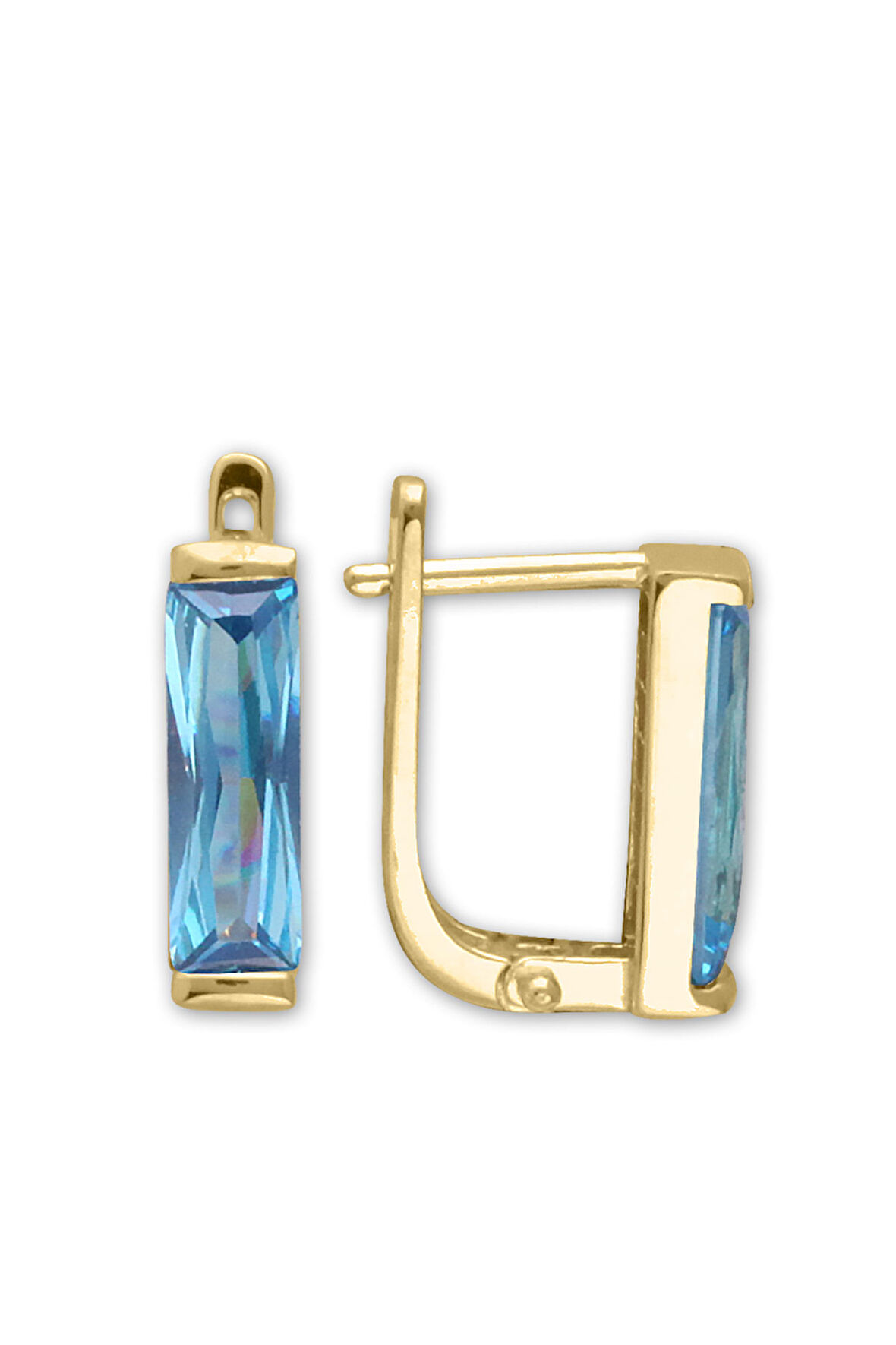 Aqua Taşlı Altın Çubuk Küpe