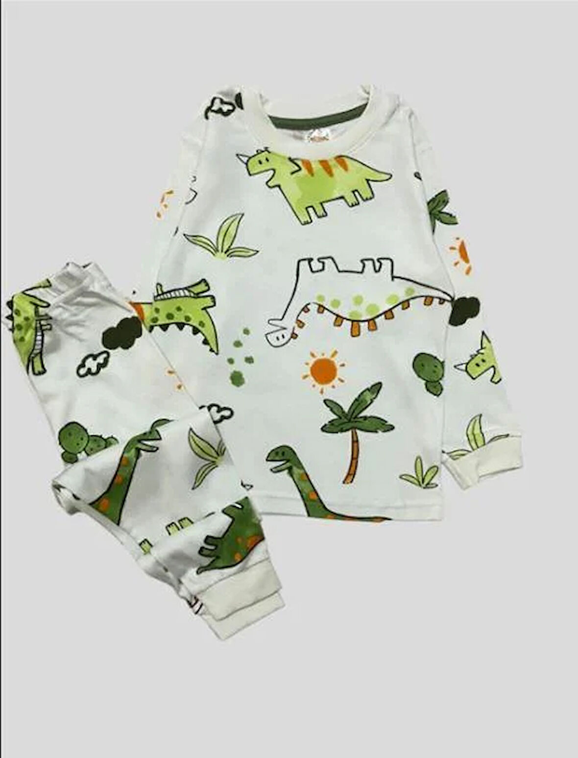 Erkek Çocuk Dinazor Desenli Uzun Kollu Pijama Takımı