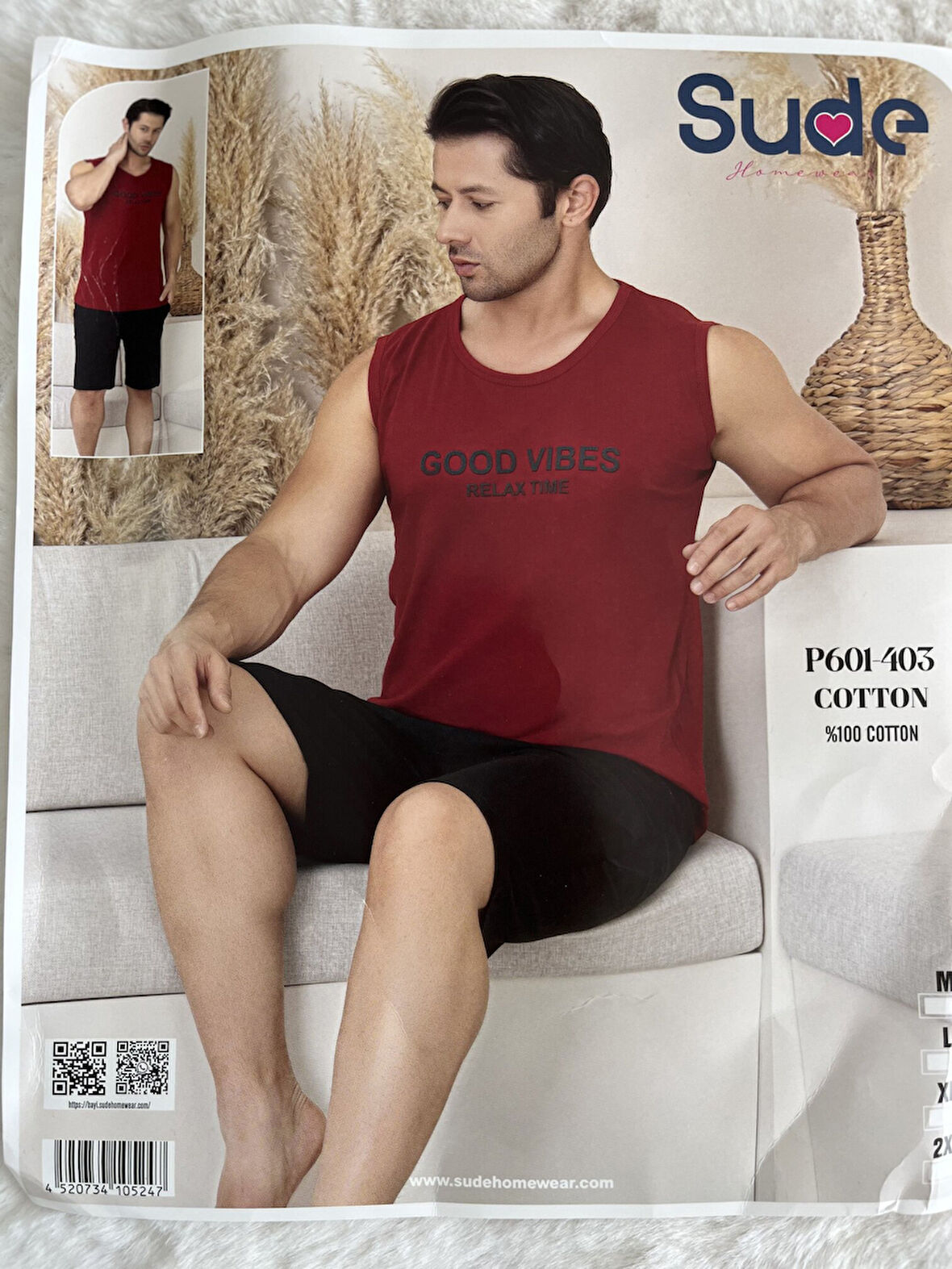 Good Vibes Sıfır Kollu Erkek Pijama Takımı