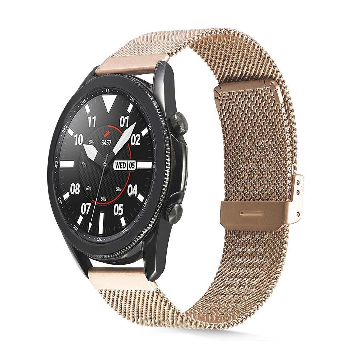 Megafox Huawei Watch 3 /Watch 3 Pro 22mm Uyumlu Hasır Metal Kordon Klipsli Çelik Örgü İşlemeli Kayış