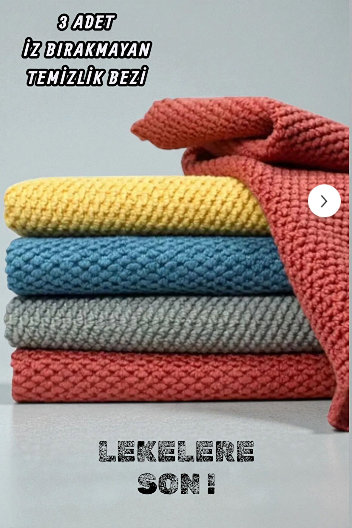 ( 3 Adet ) İz Bırakmayan, Ultra Kaliteli 30x30 Cm Mikforiber Temizlik Bezi, Mutfak Bezi, Tezgah Bezi