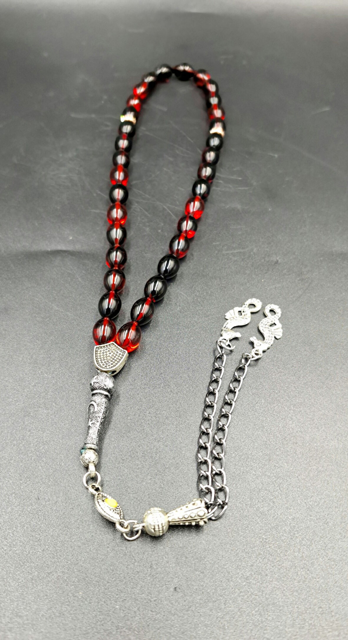 Siyah Kırmız Ateş Kehribar Tespih