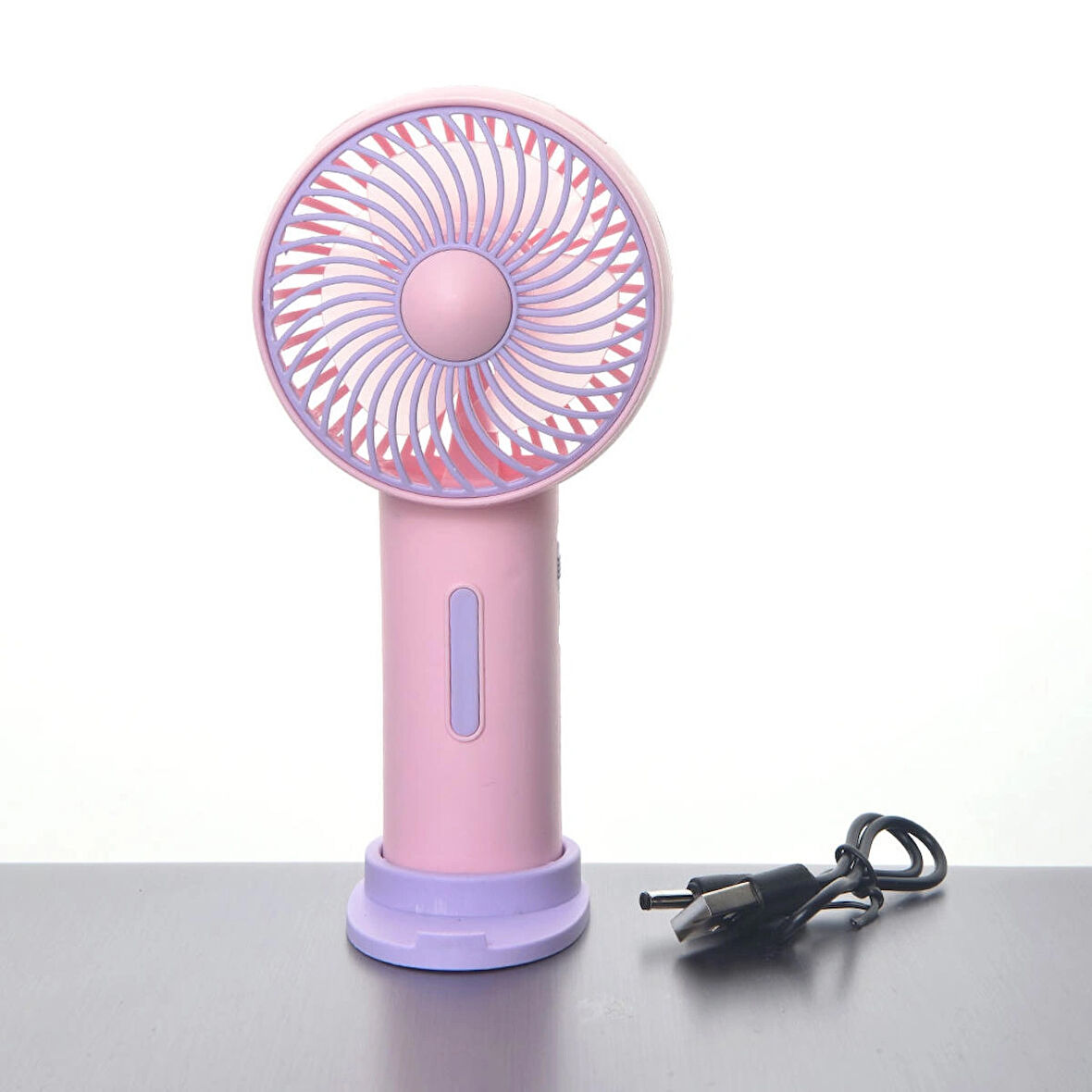 Pembe Taşınabilir Şarjlı Mini El Vantilatörü Fan Küçük