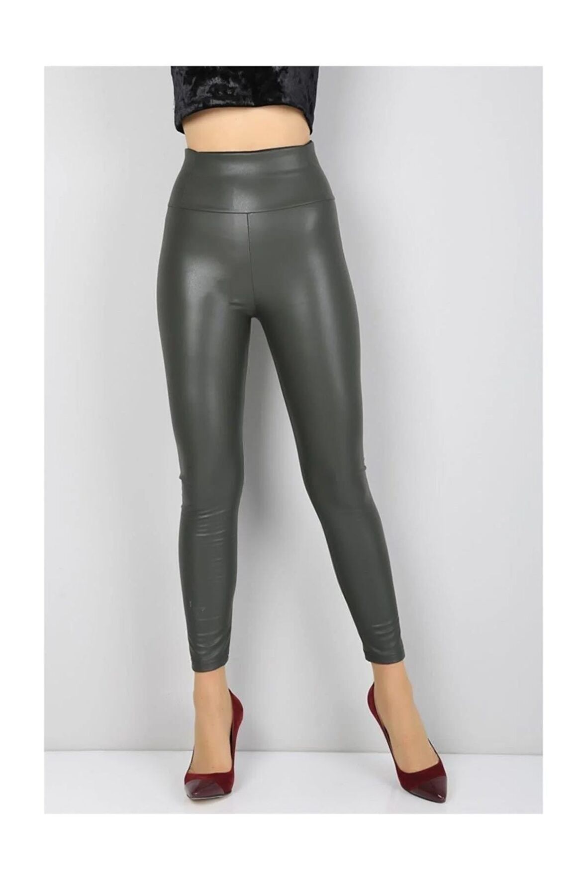 Kadın Haki Peluşlu Toplayıcı Tayt