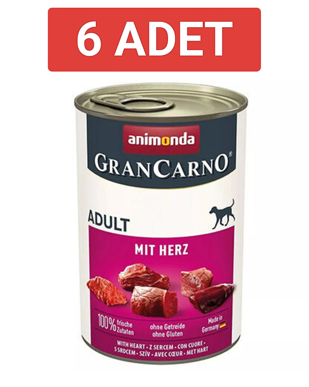 Animonda Gran Carno Sığır Etli ve Yürekli Köpek Konservesi 400gr x 6 Adet