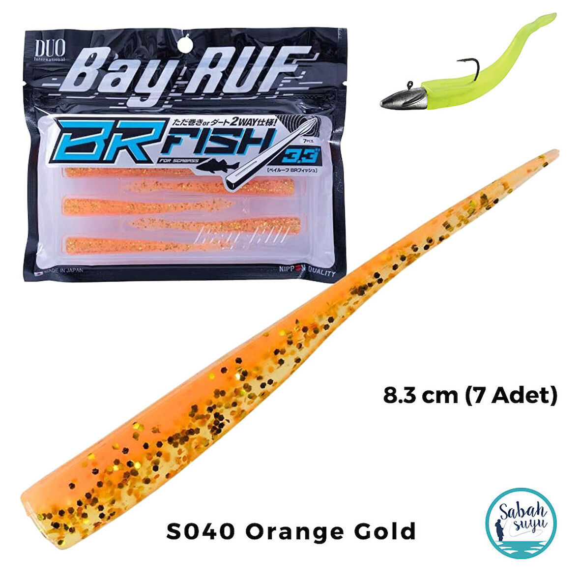 Duo Bay Ruf BR Fish 3.3 Silikon Kuyruk 8.3 cm S040 Orange Gold (7 Adet)