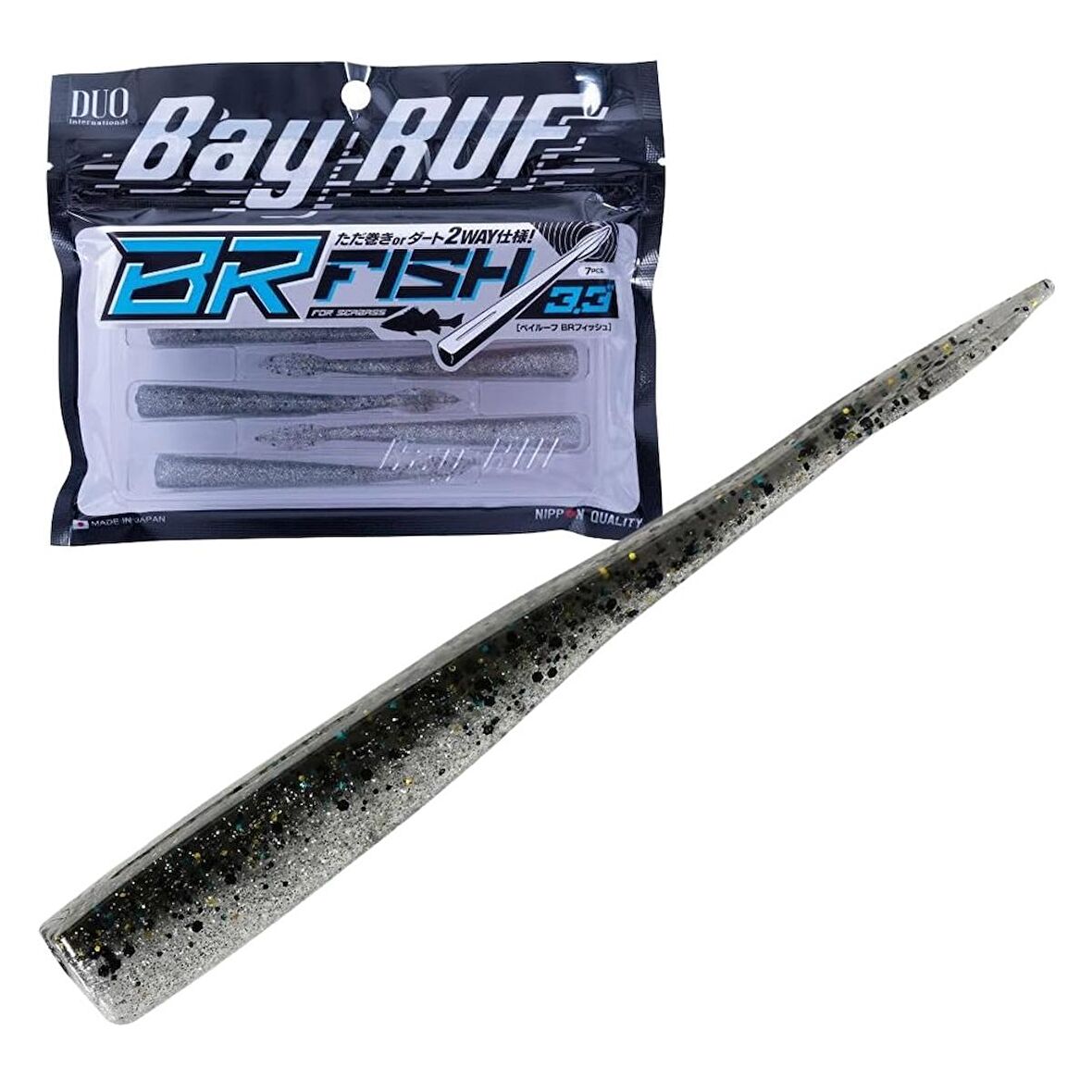 Duo Bay Ruf BR Fish 3.3 Silikon Kuyruk 8.3 cm S046 Black Katakuchi (7 Adet)