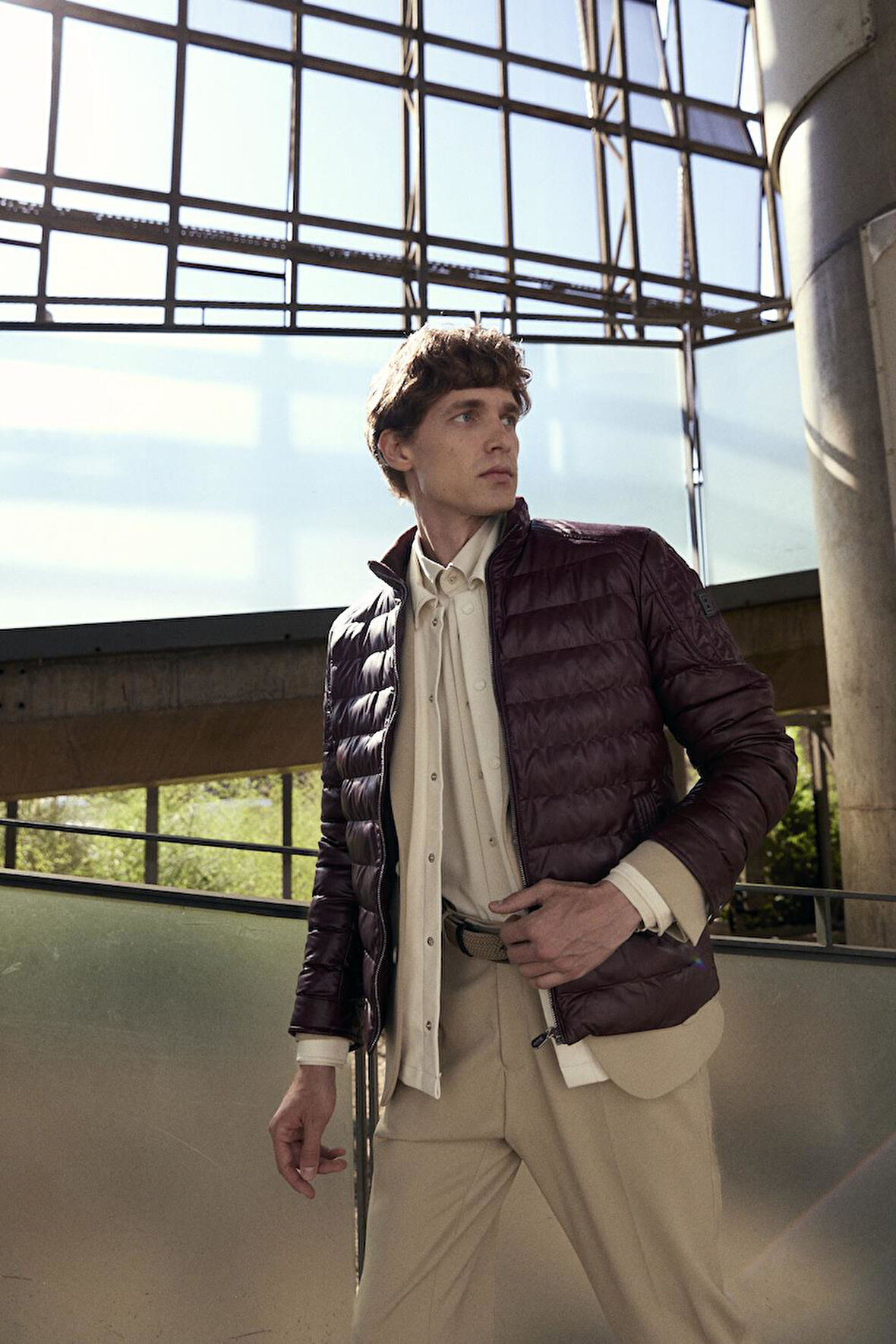 Su Geçirmez Regular Fit Erkek Şişme Suni Deri Mont Bordo 4528