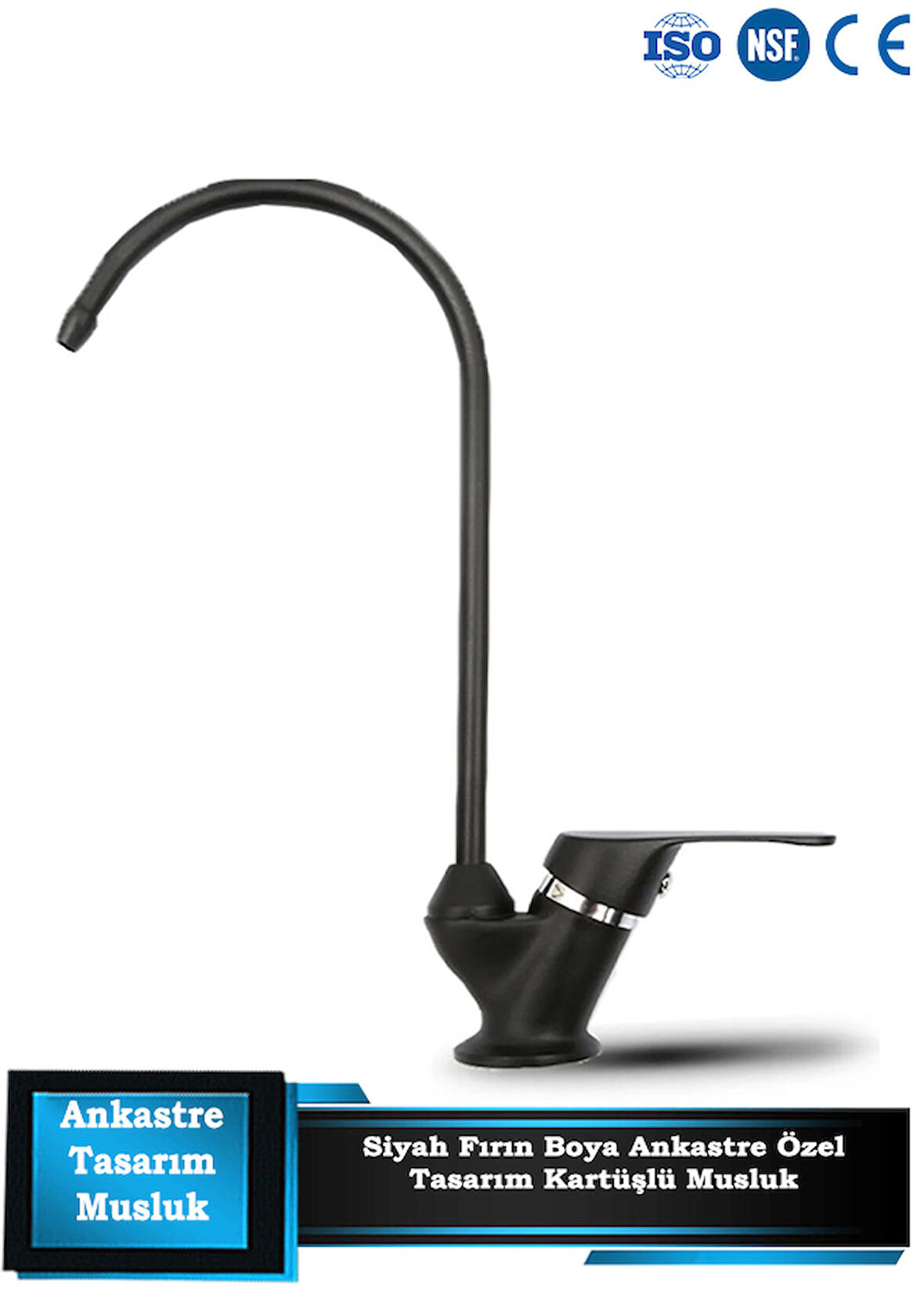 Su Arıtma Cihazı Için Özel Tasarım Lüks Avrupa Ankastre Siyah Renk (Fırın Boya) MUSLUK