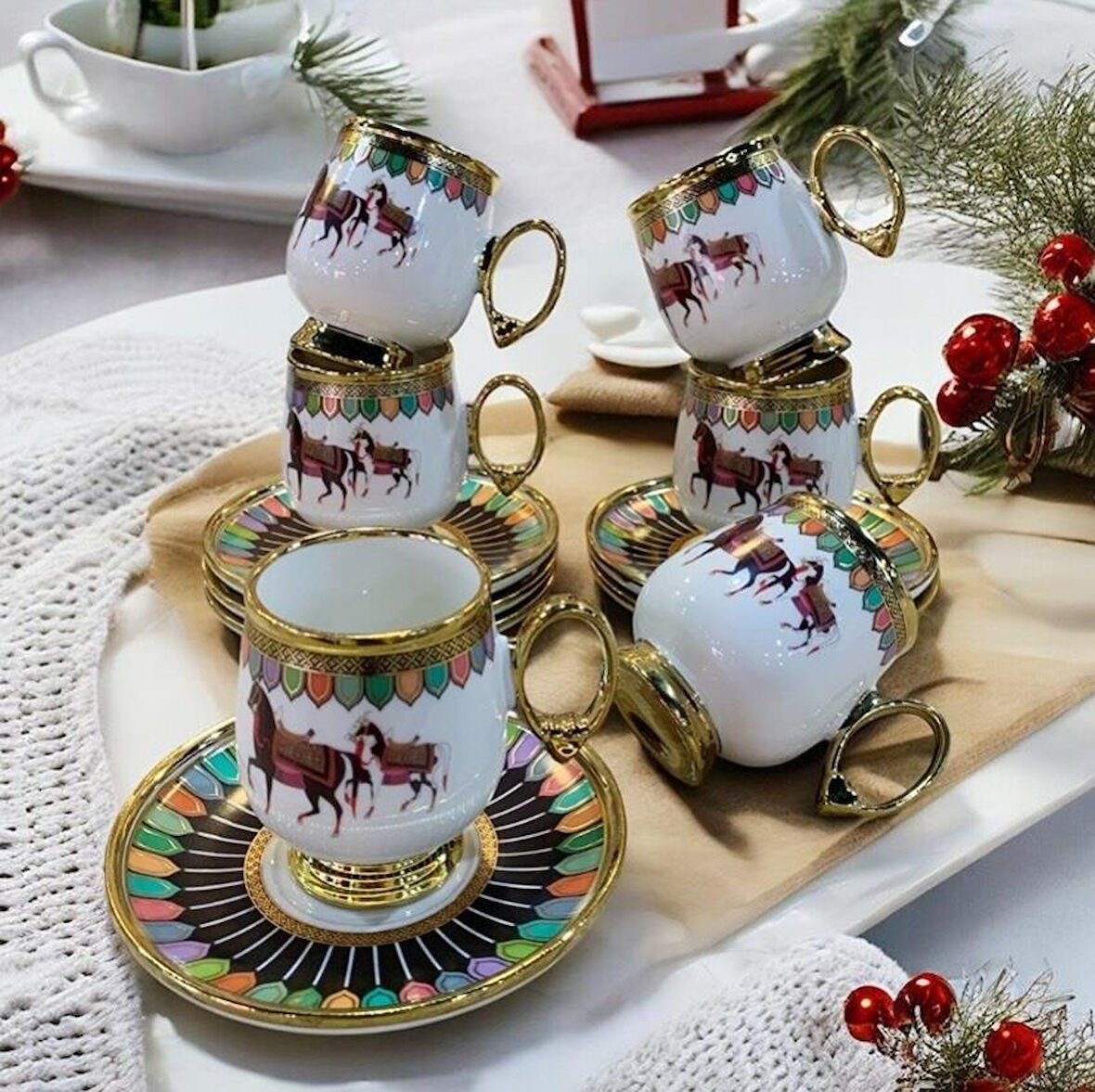 Royking Cavallo 6 lı Kahve Fincan Takımı SİYAH BKY 005