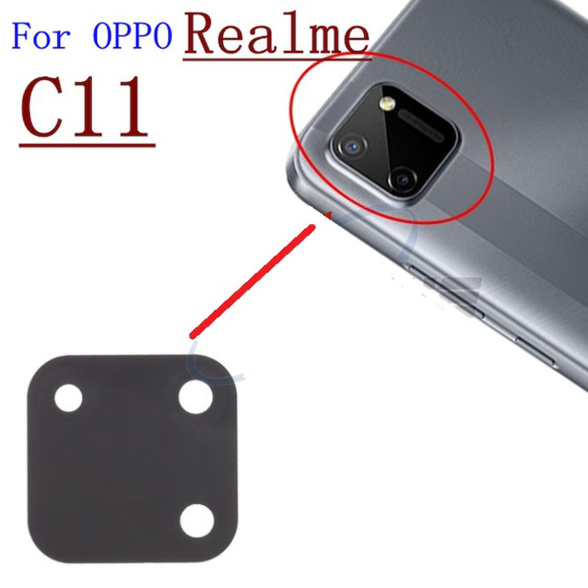 Tkgz Oppo Realme C11 Arka Kamera Camı Lens Yapışkanlı
