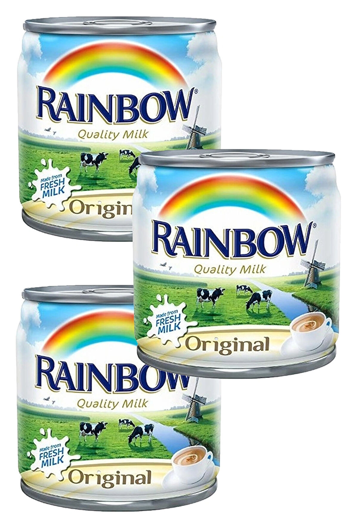 Rainbow Quality Milk Orijinal Evaporated Milk (Buharlaştırılmış Süt) 170 Gr x3 Adet 
