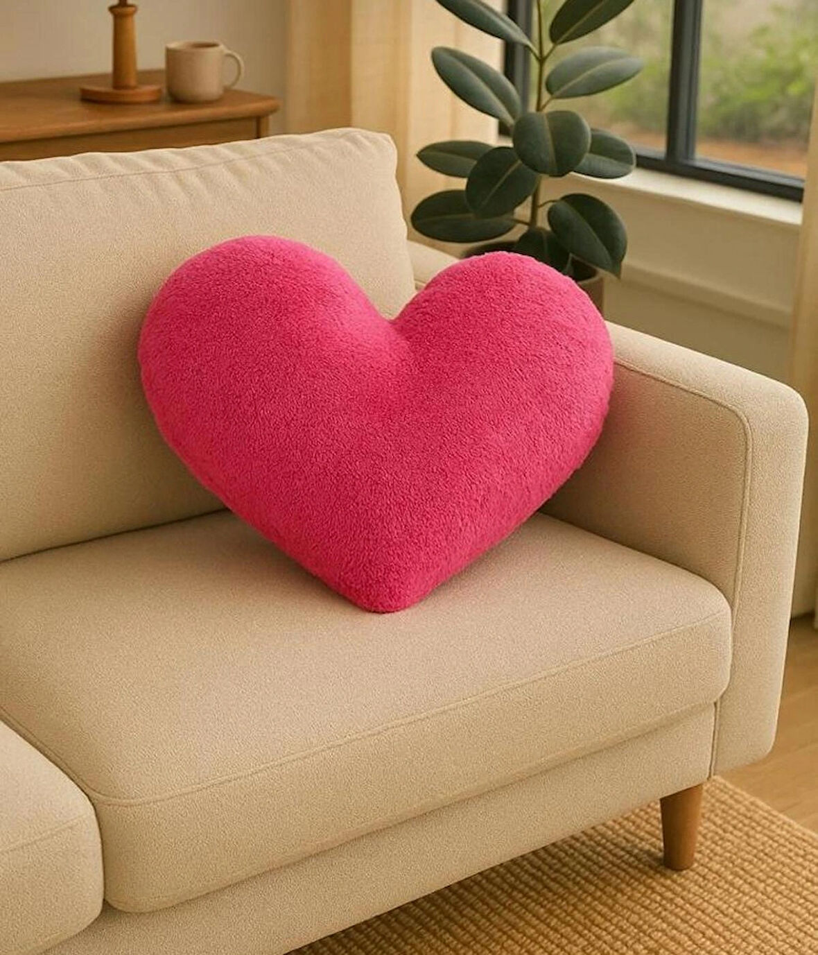 Teddy iç dolgulu kalp yastık, kalp yastık 