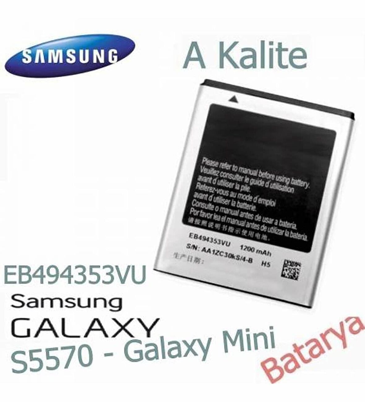 Samsung EB494353VU Batarya S5570 Galaxy Mini Uyumlu Samsung Galaxy Batarya