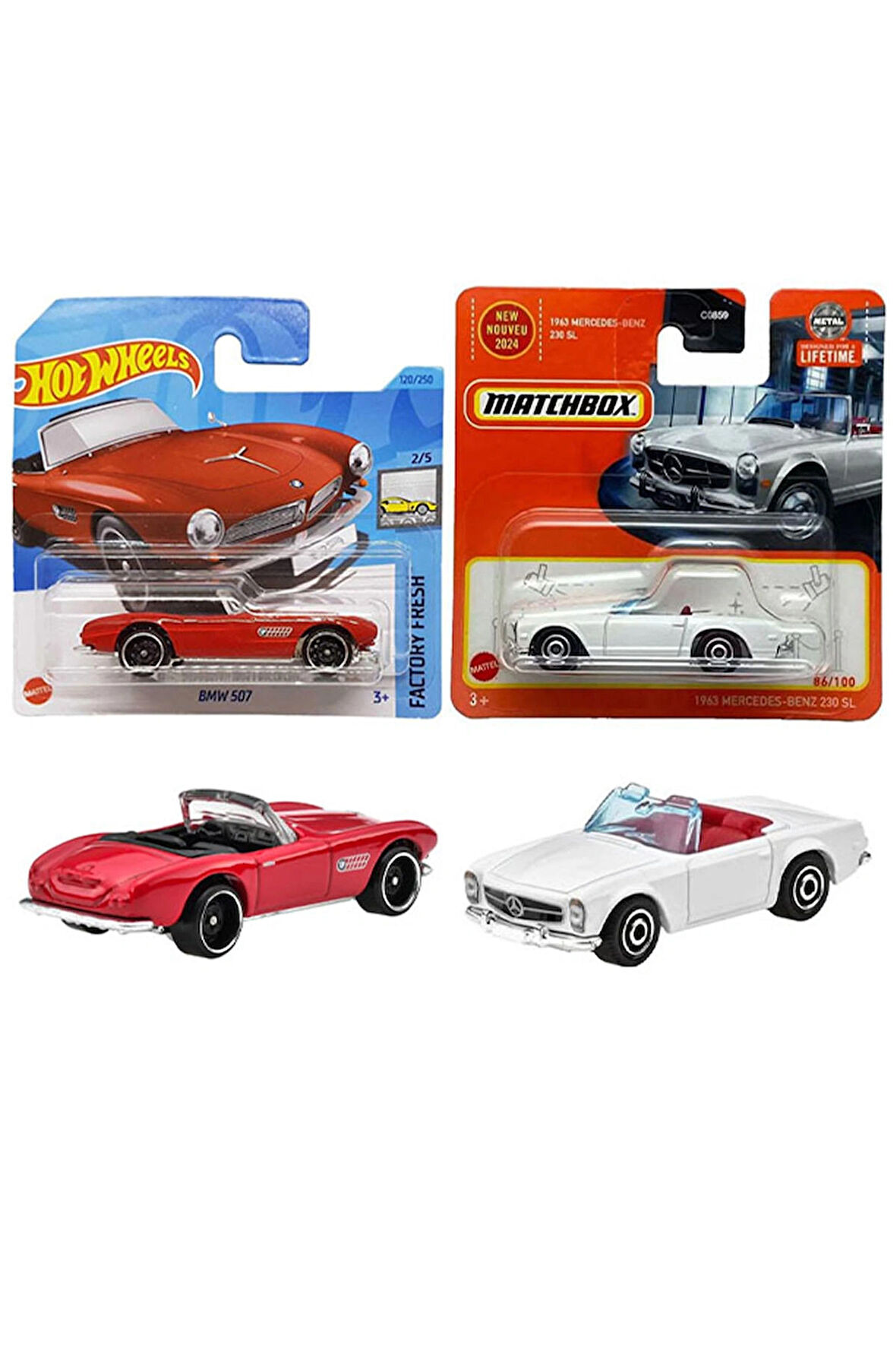 2 Araç Set - Hot Wheels BMW 507 & Matchbox 1963 Mercedes-benz 230 SL (1/64) KB