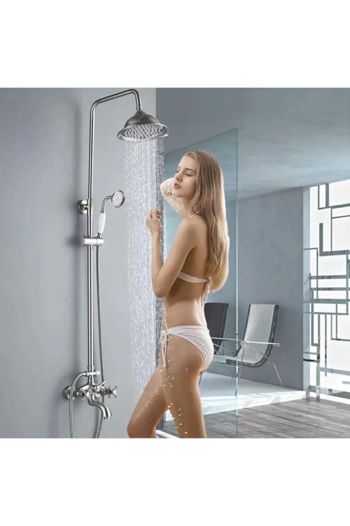 Banyo Bataryası Duş Seti Mat Krom Nikel Yeni Model 5 Yıl Garantili