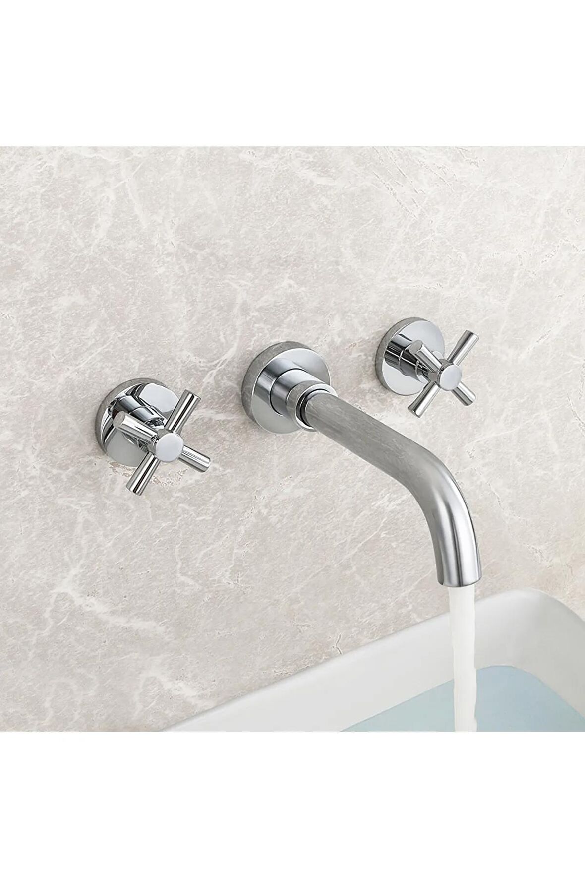 Banyo Lavabo Bataryası Ankastre Krom Set Ithal 5 Yıl Garantili Sıva Altı Dahil