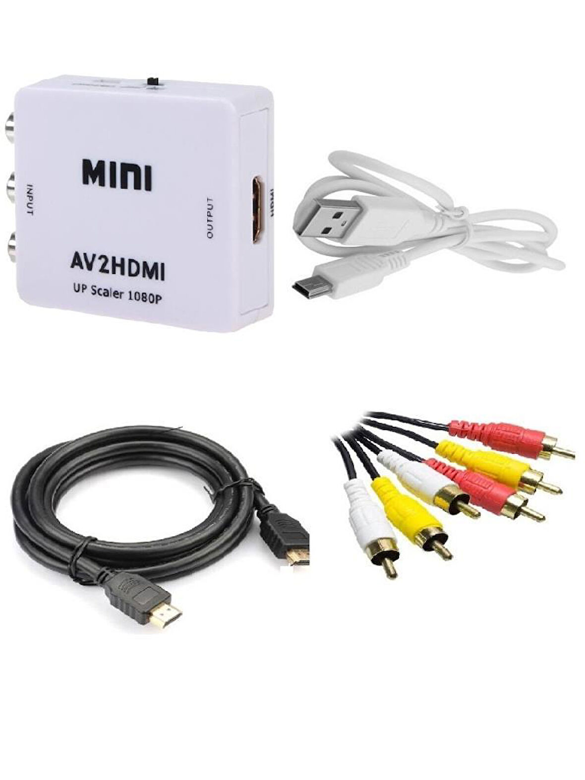 Rca Av To Hdmi Çevirici  + Hdmi Kablo + Rca Kablo