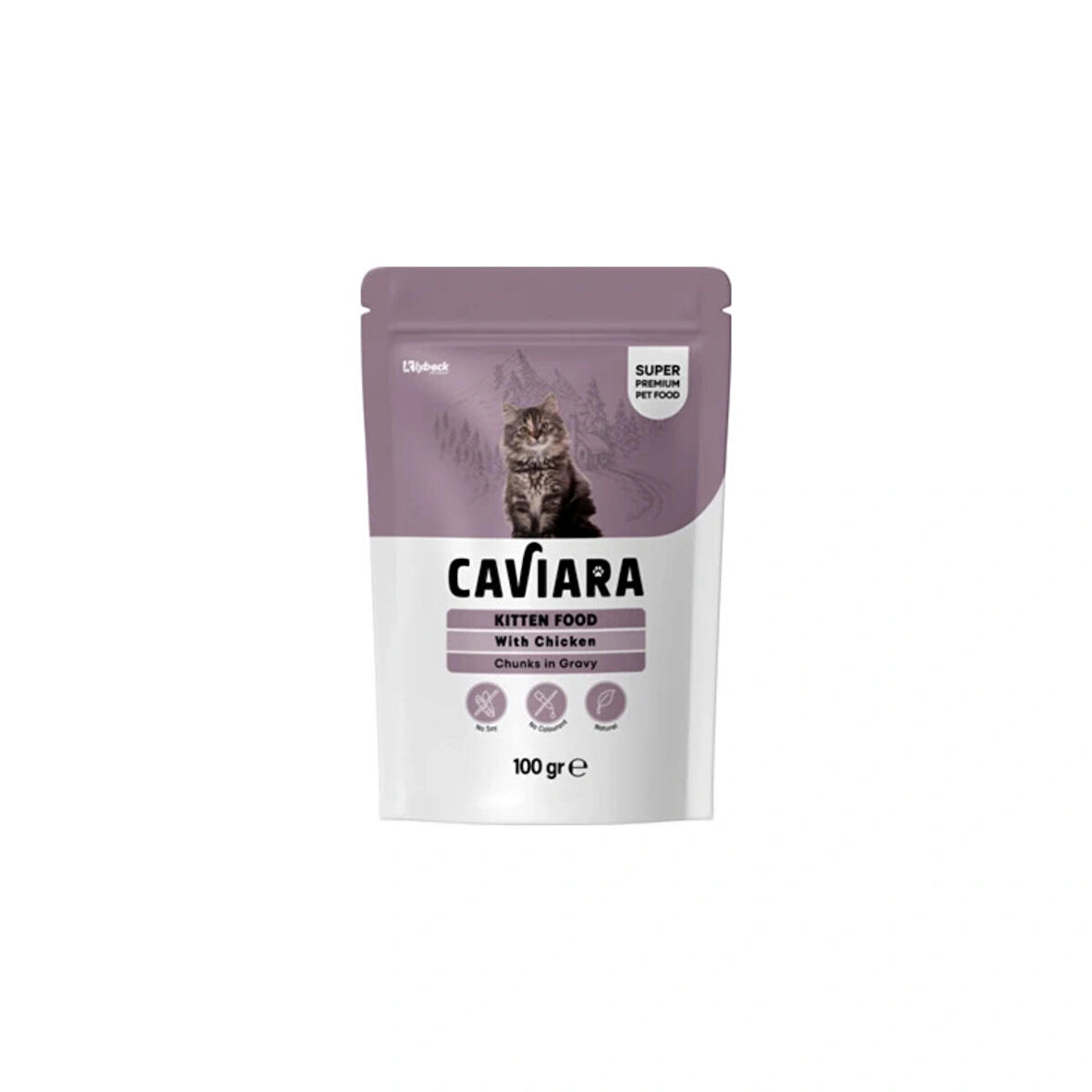 Caviara Pouch Sos Içinde Et Parçacıklı Tavuklu Yavru Kedi Maması 100 gr