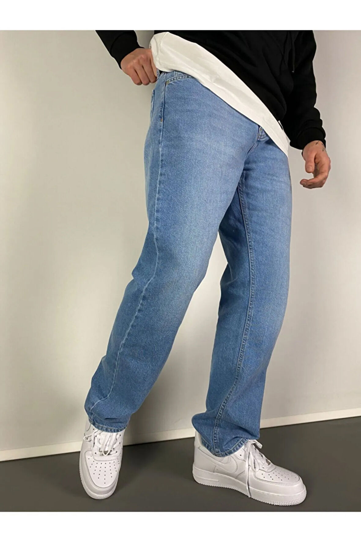 Erkek Açık Mavi Baggy Jeans