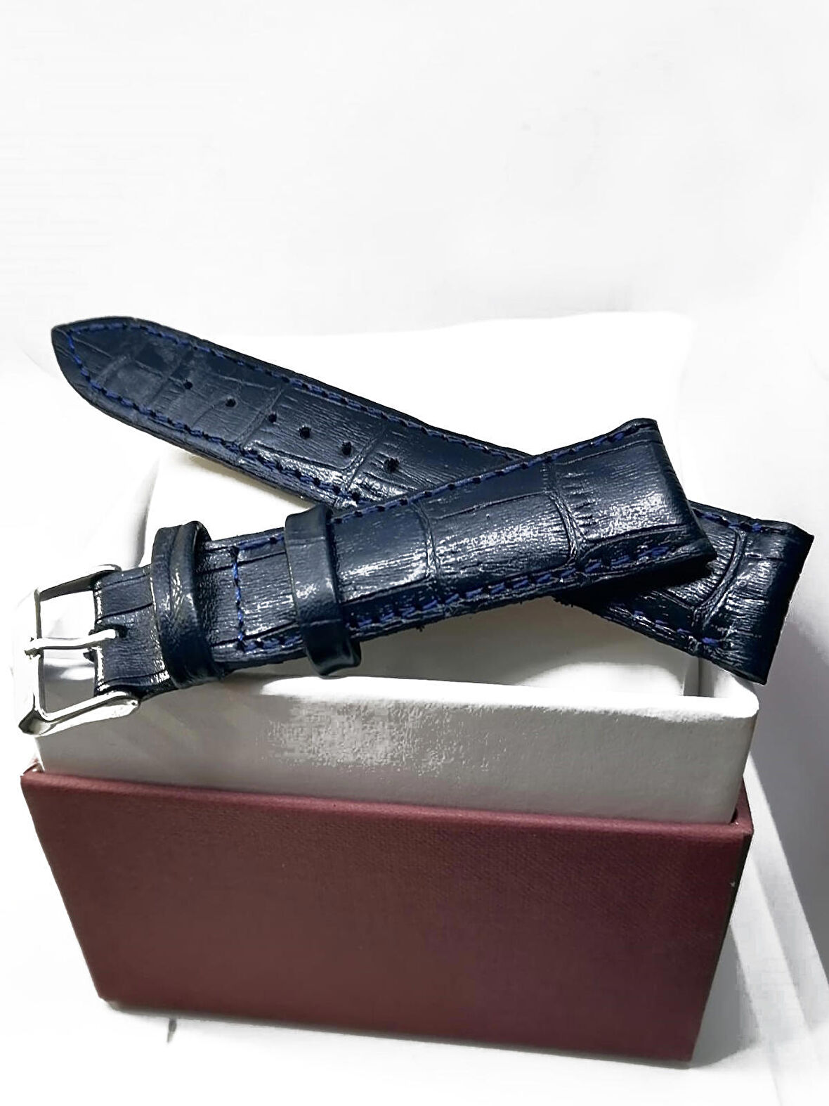 HAKİKİ DERİ 20 MİLİM MAVİ  13 NO  SAAT KAYIŞI