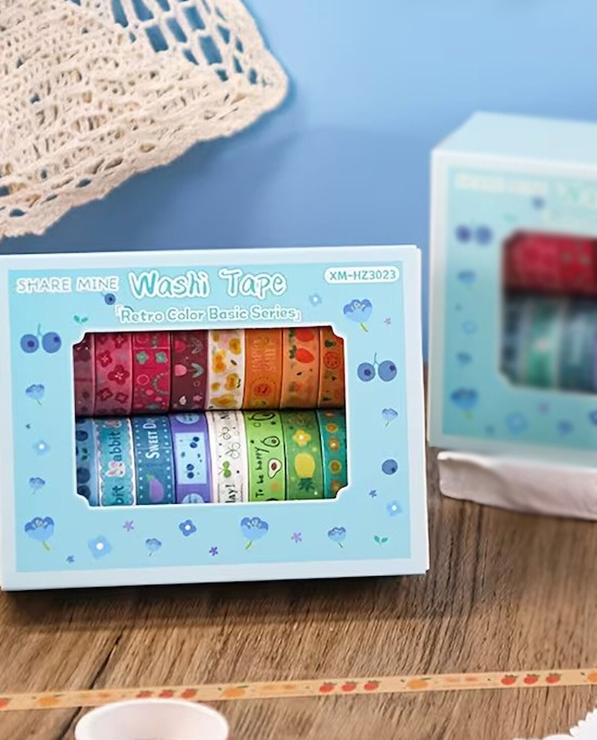 Share Vintage Washi Tape Bant Yapışkanlı Maskeleme Kağıdı Desenli Bant 20'li - Retro Renkler