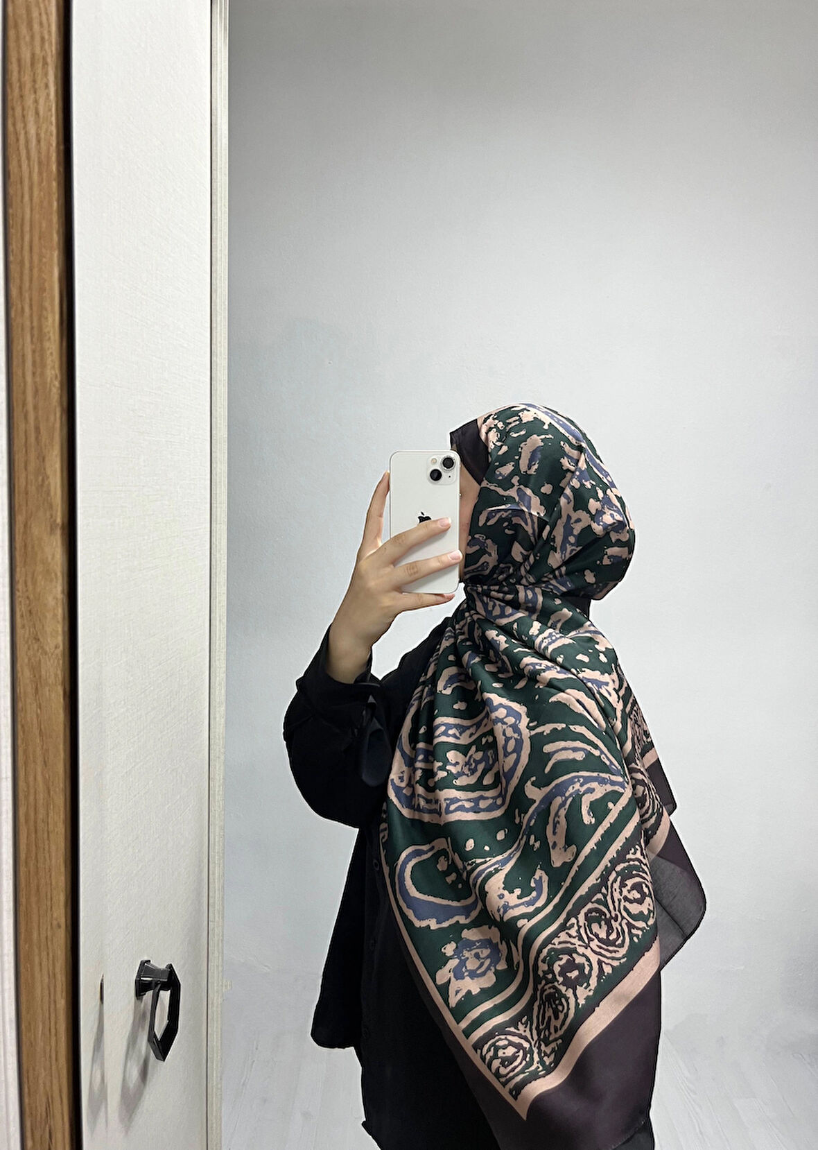 Aminenesil Etnik Desen Zümrüt Renk Soft Pamuk Şal