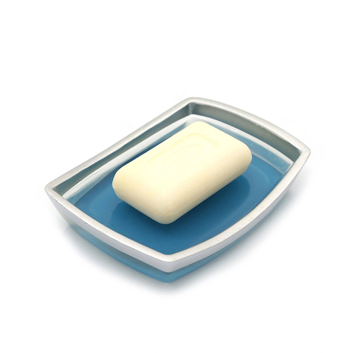 SABUNLUK GRİ MAVİ POLİRESİN 14X10X2CM BANYO SETİ  