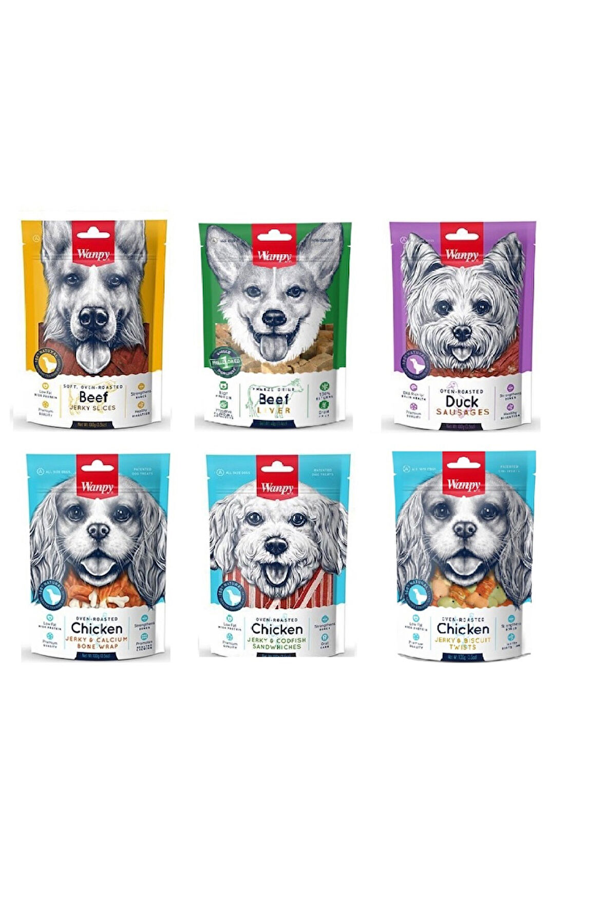 Wanpy 6 Çeşit Karma Köpek Ödülü 100 Gr. X 6 Adet