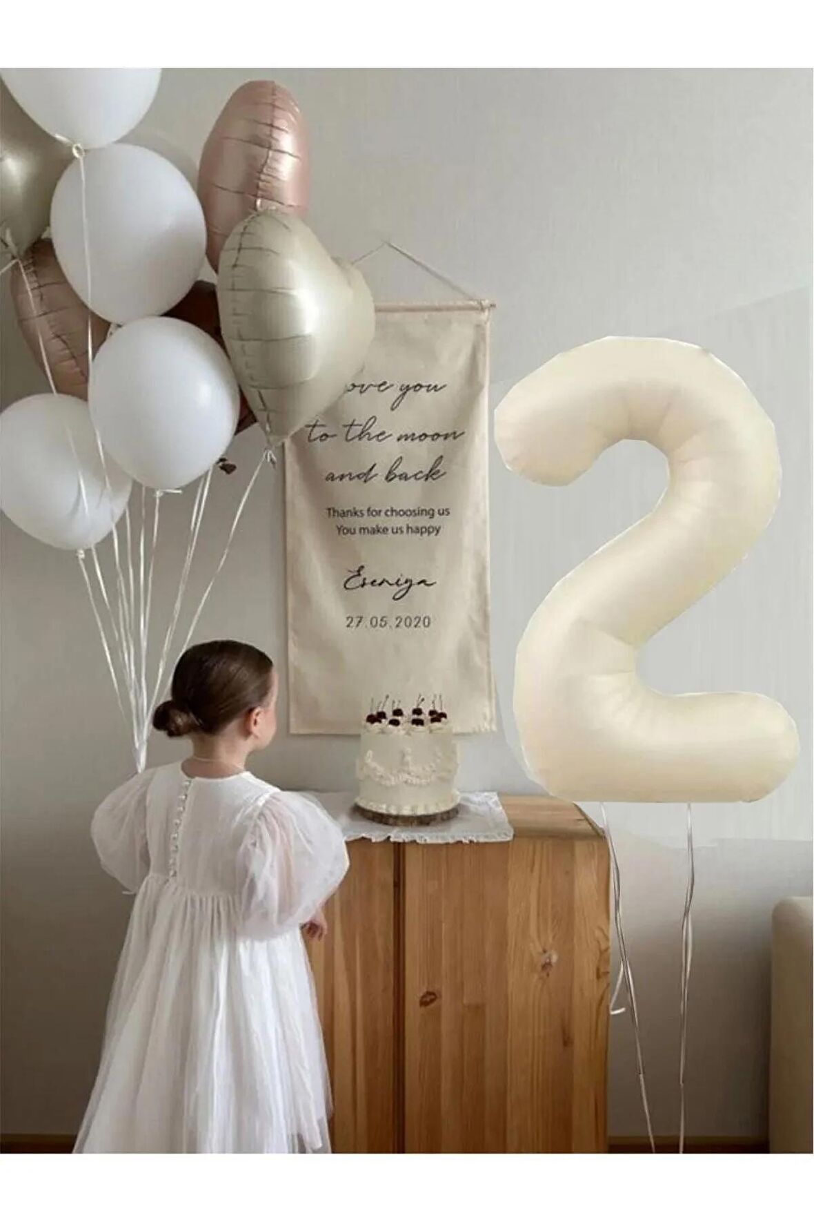 2 Yaş Folyolu Krem Karamel Folyo Balon Seti