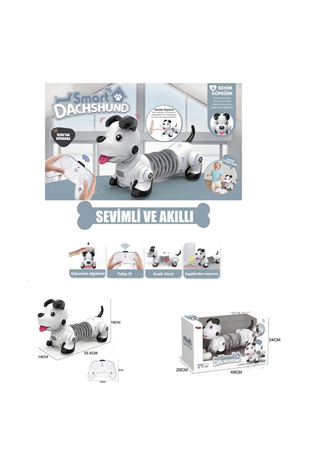 Uzaktan Kumandalı Işıklı ve Sesli Akıllı Robot Köpek 33 cm Sesli Full Fonksiyon Köpek