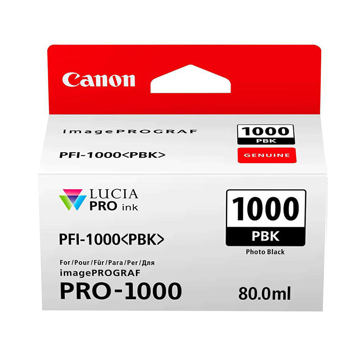 PlotterSarf® Canon PFI-1000 PBK (Photo Black) Fotoğraf Siyah A2 Yazıcı Orijinal Mürekkep Kartuş 80 ml. (0546C001)